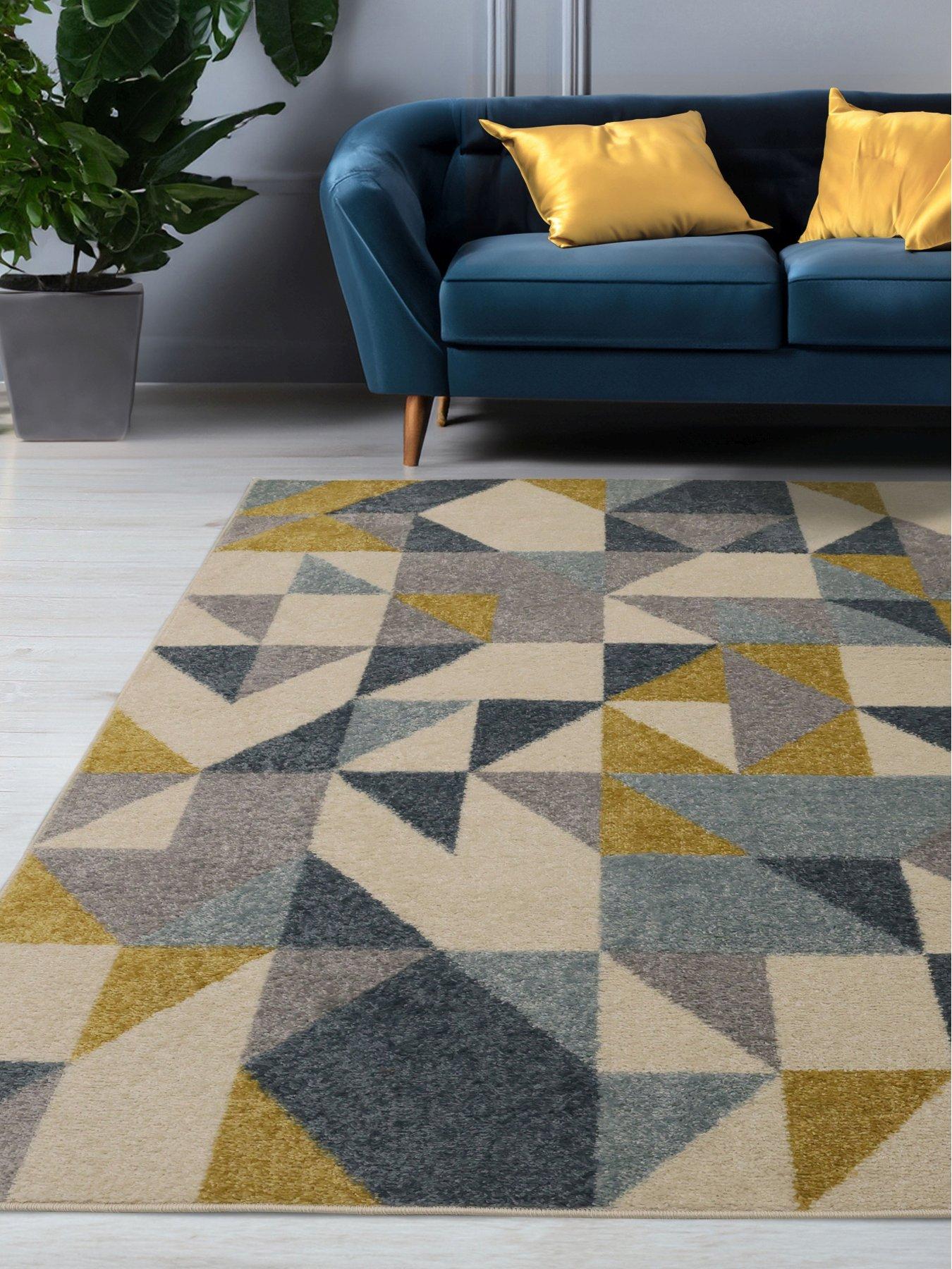 The Very Collection Juno Multi Geo Gold and Blue Rug