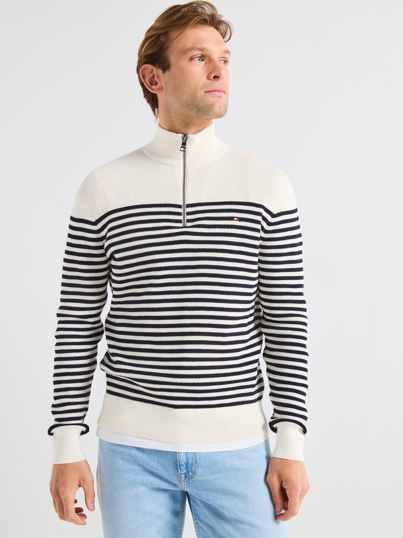 Tommy Hilfiger Racking Structure Zip Mock Knitted Jumper - Cream