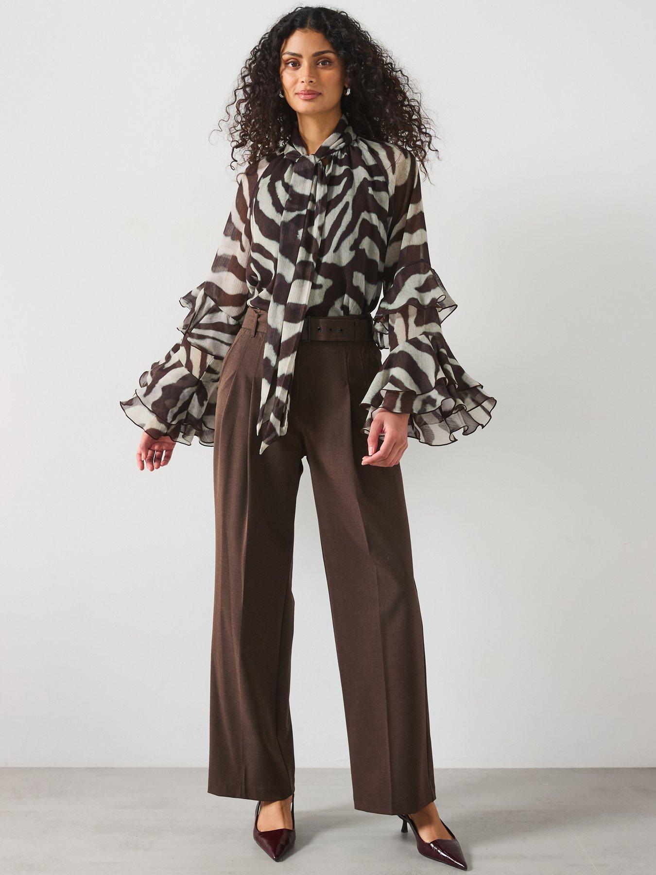  image of mango-frill-blouse-zebra-print
