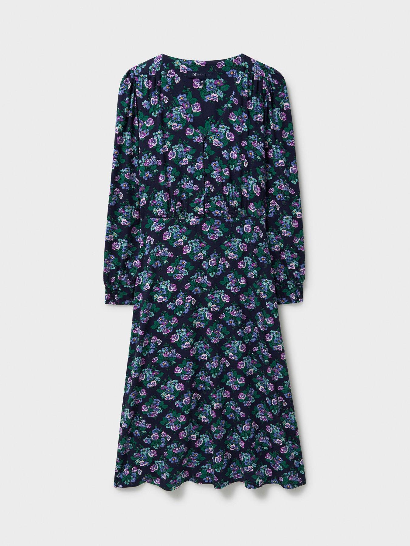  image of crew-clothing-carrie-floral-jersey-tea-dress-navy