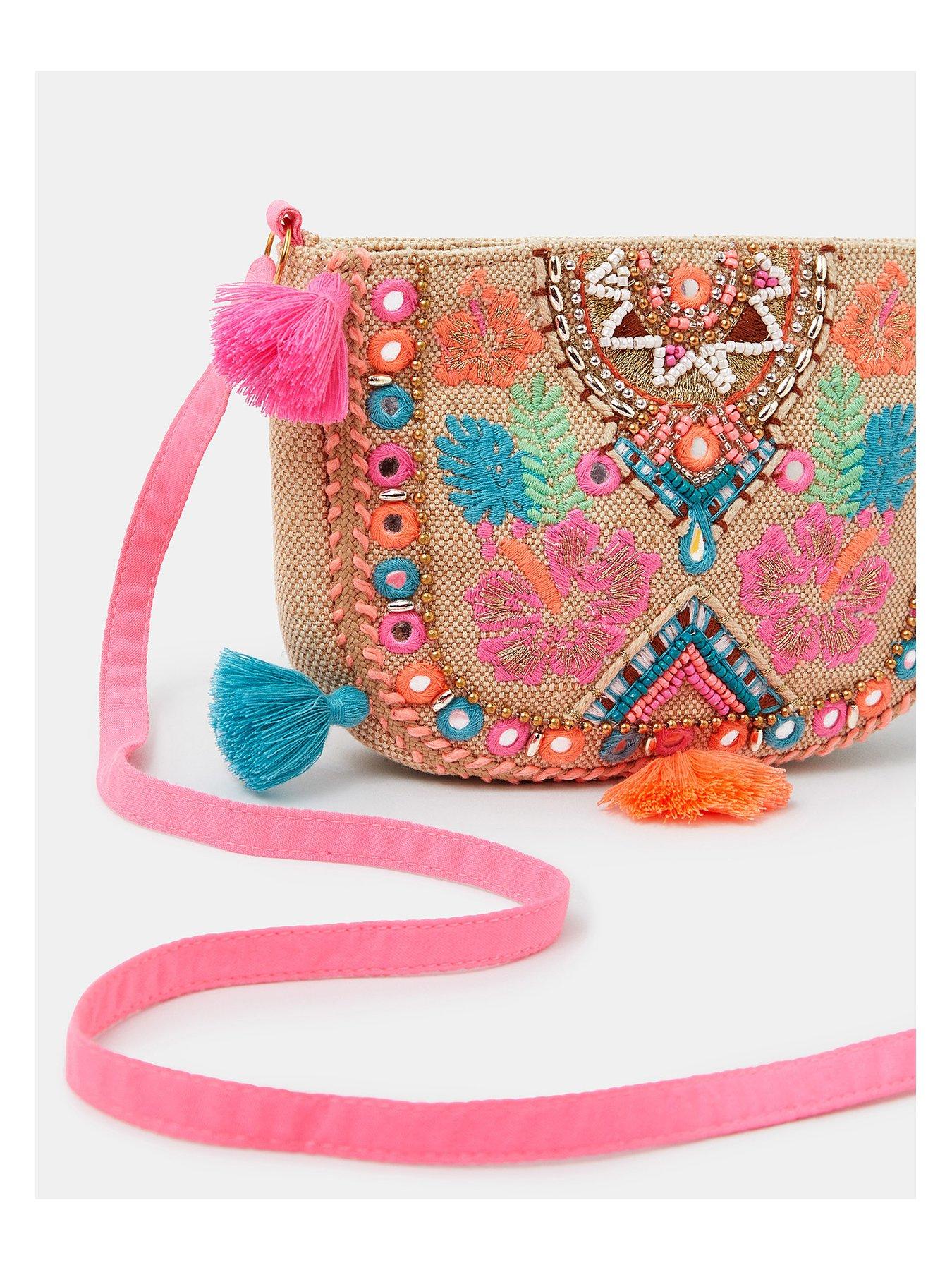  image of accessorize-girls-embroidered-cross-body-bag-multi