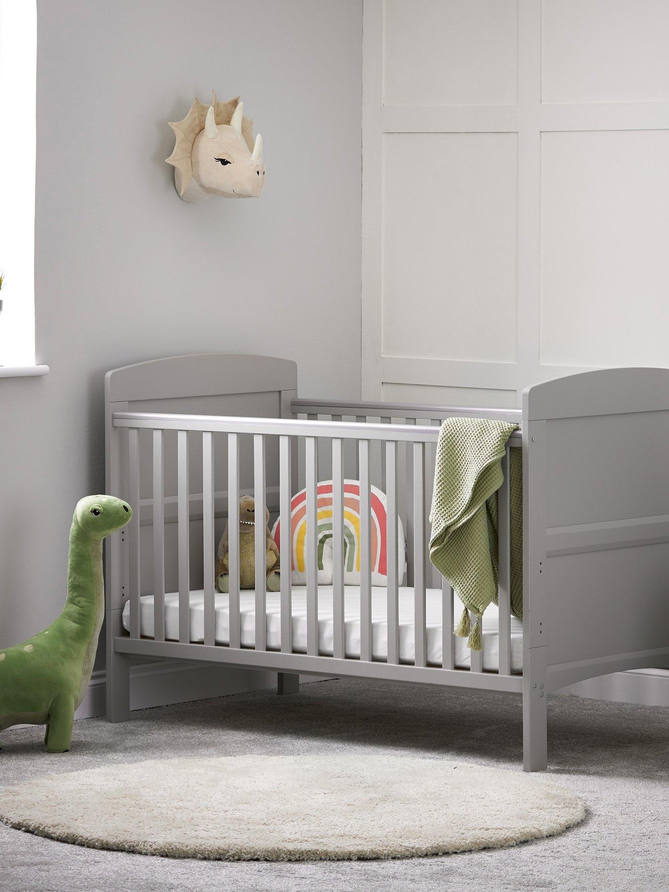  image of obaby-grace-cot-bed-fibre-mattress-warm-grey