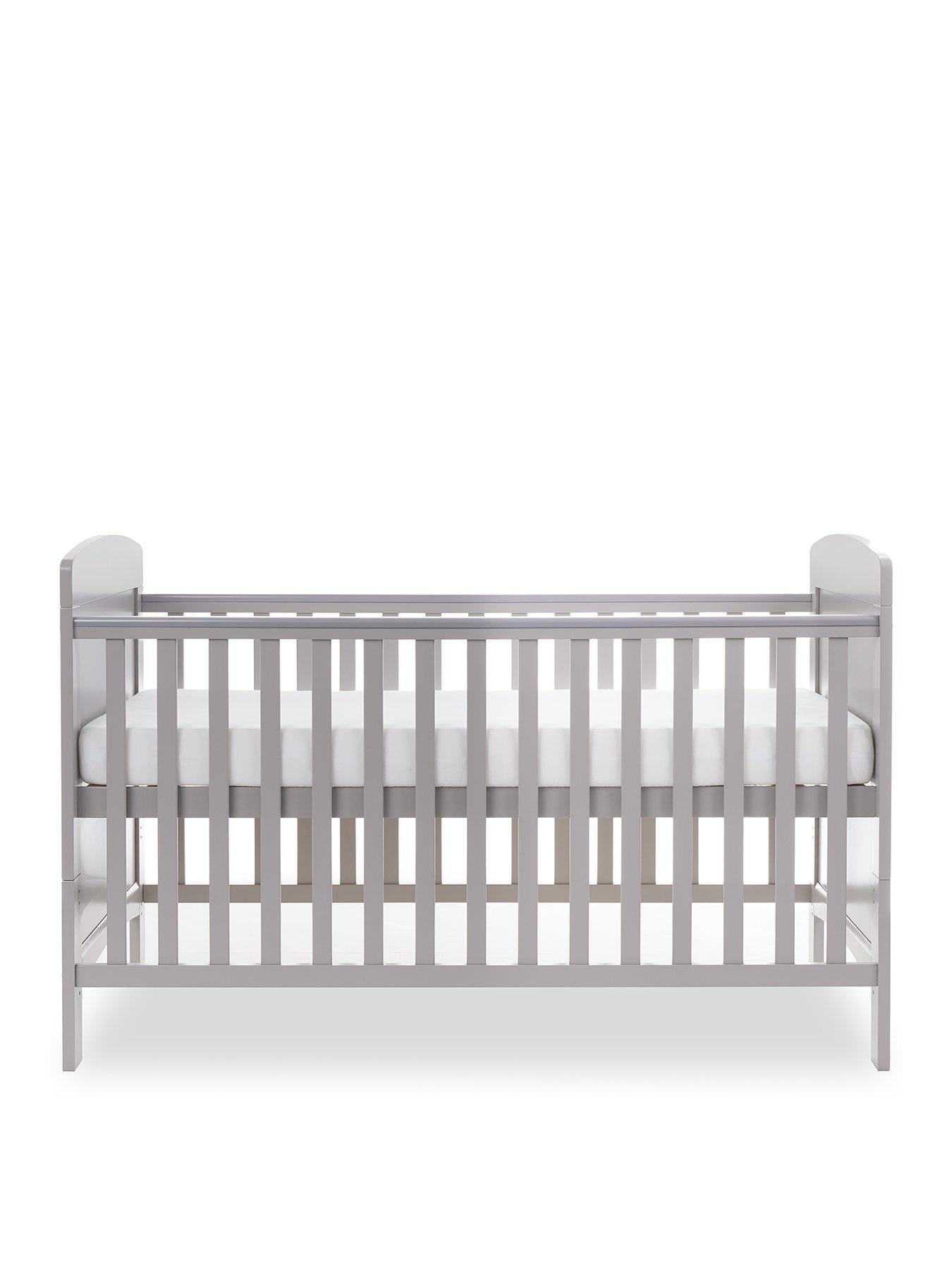  image of obaby-grace-cot-bed-fibre-mattress-warm-grey