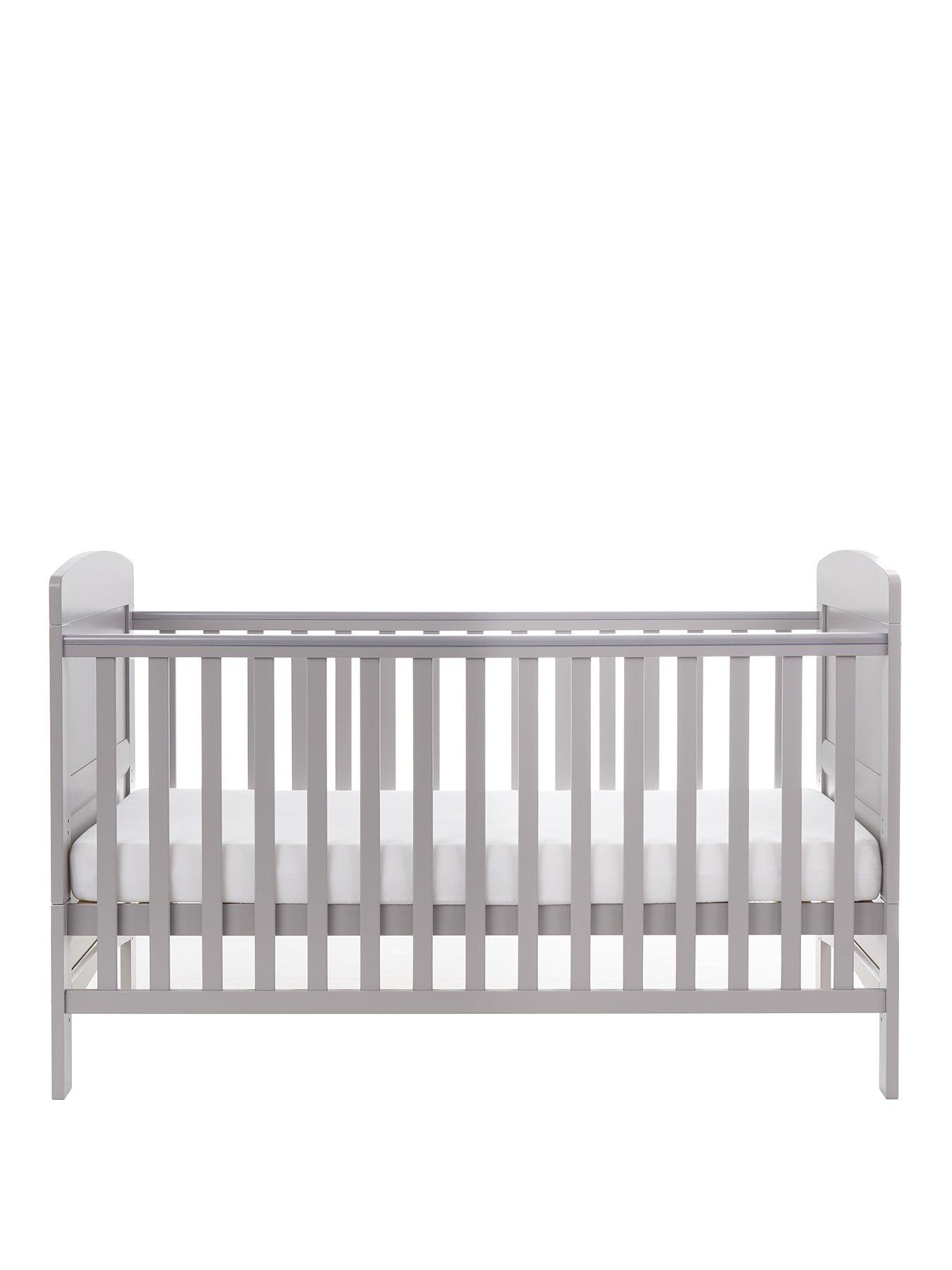  image of obaby-grace-cot-bed-fibre-mattress-warm-grey