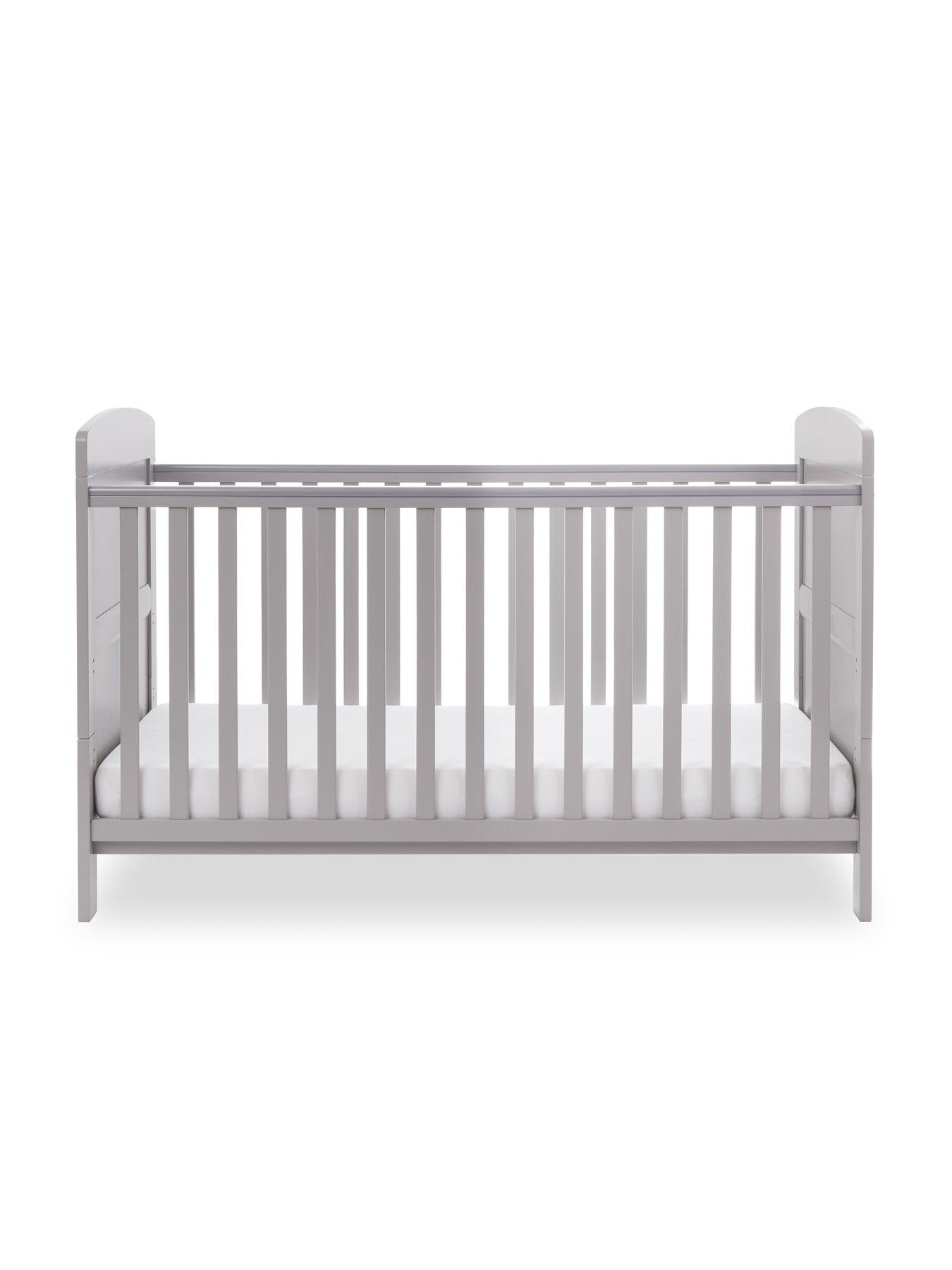  image of obaby-grace-cot-bed-fibre-mattress-warm-grey