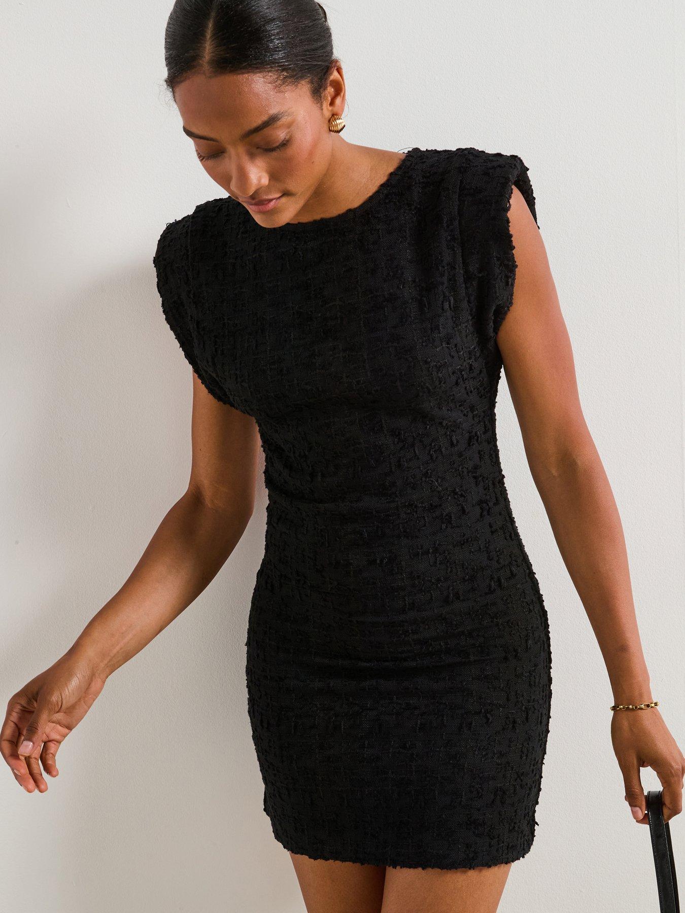 v-by-very-cap-sleeve-mini-dress-black