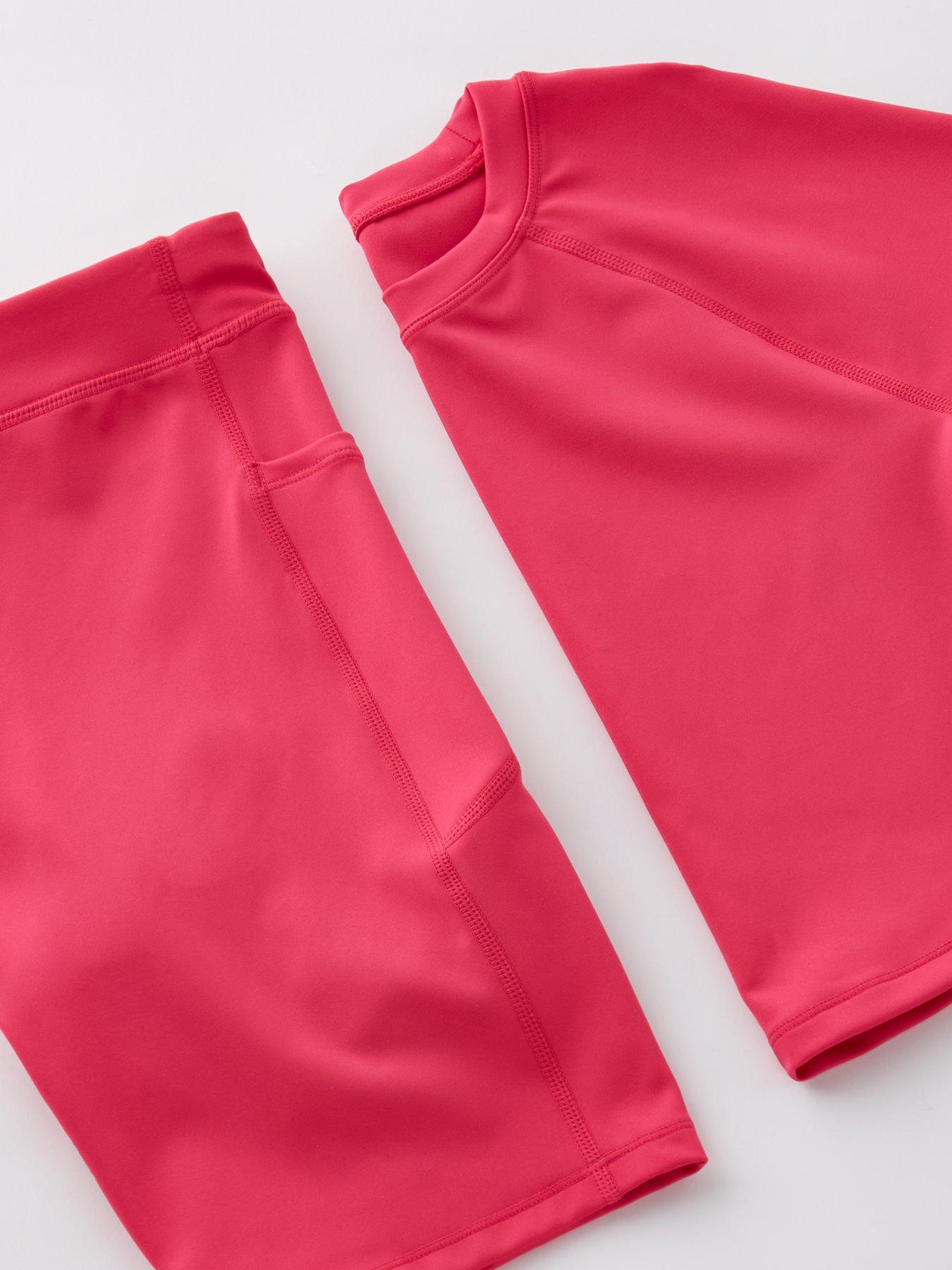  image of v-by-very-girls-short-sleeve-and-cycling-short-activewear-set-pink