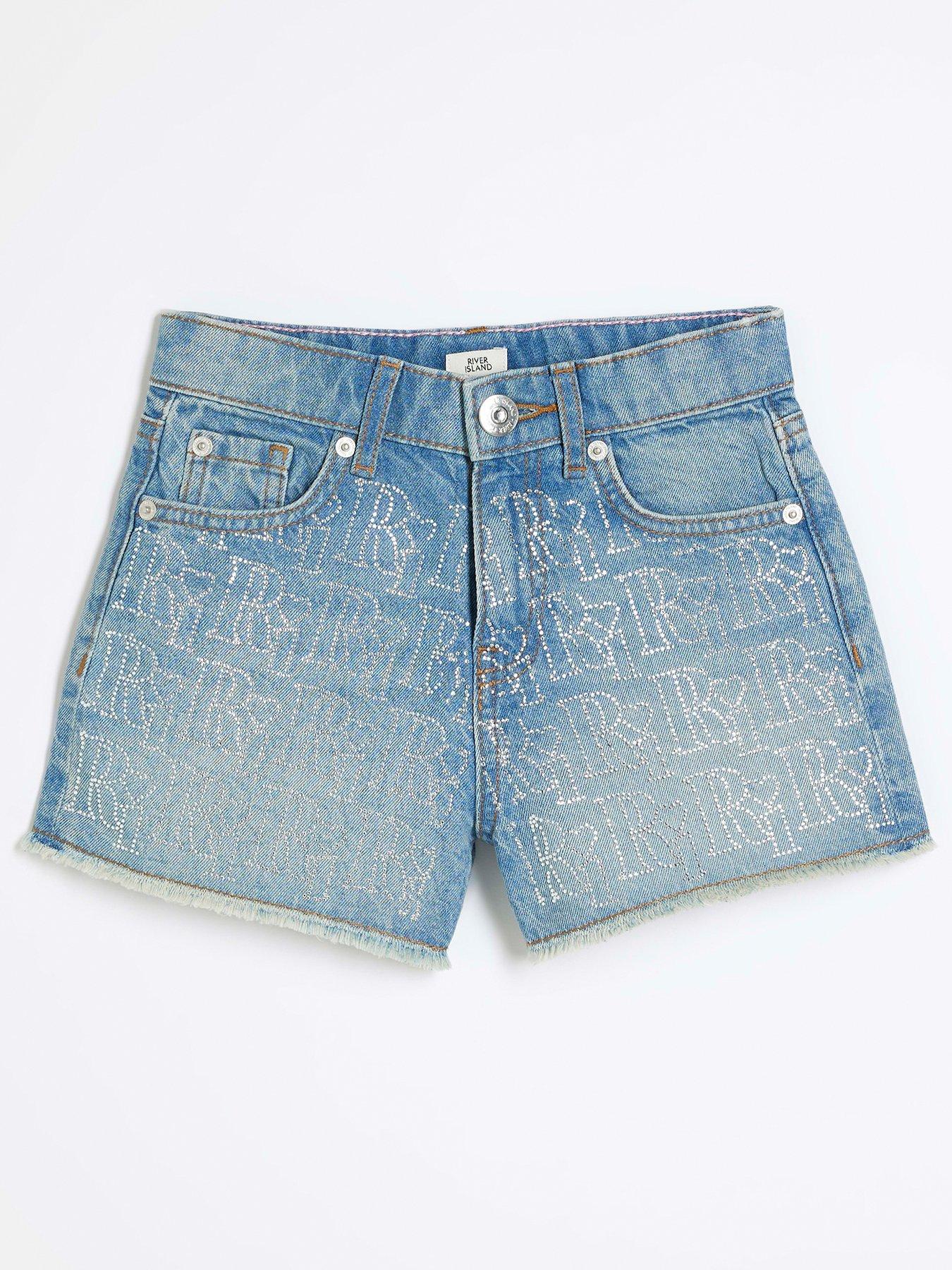 river-island-girls-denim-ri-embellished-shorts-mid-wash-blue