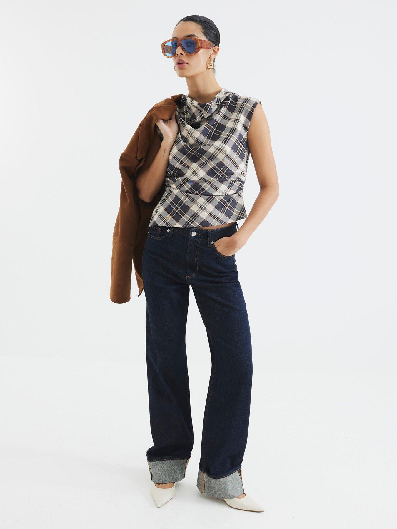Image 2 of 4 of River Island Drape Tailored Top - Brown