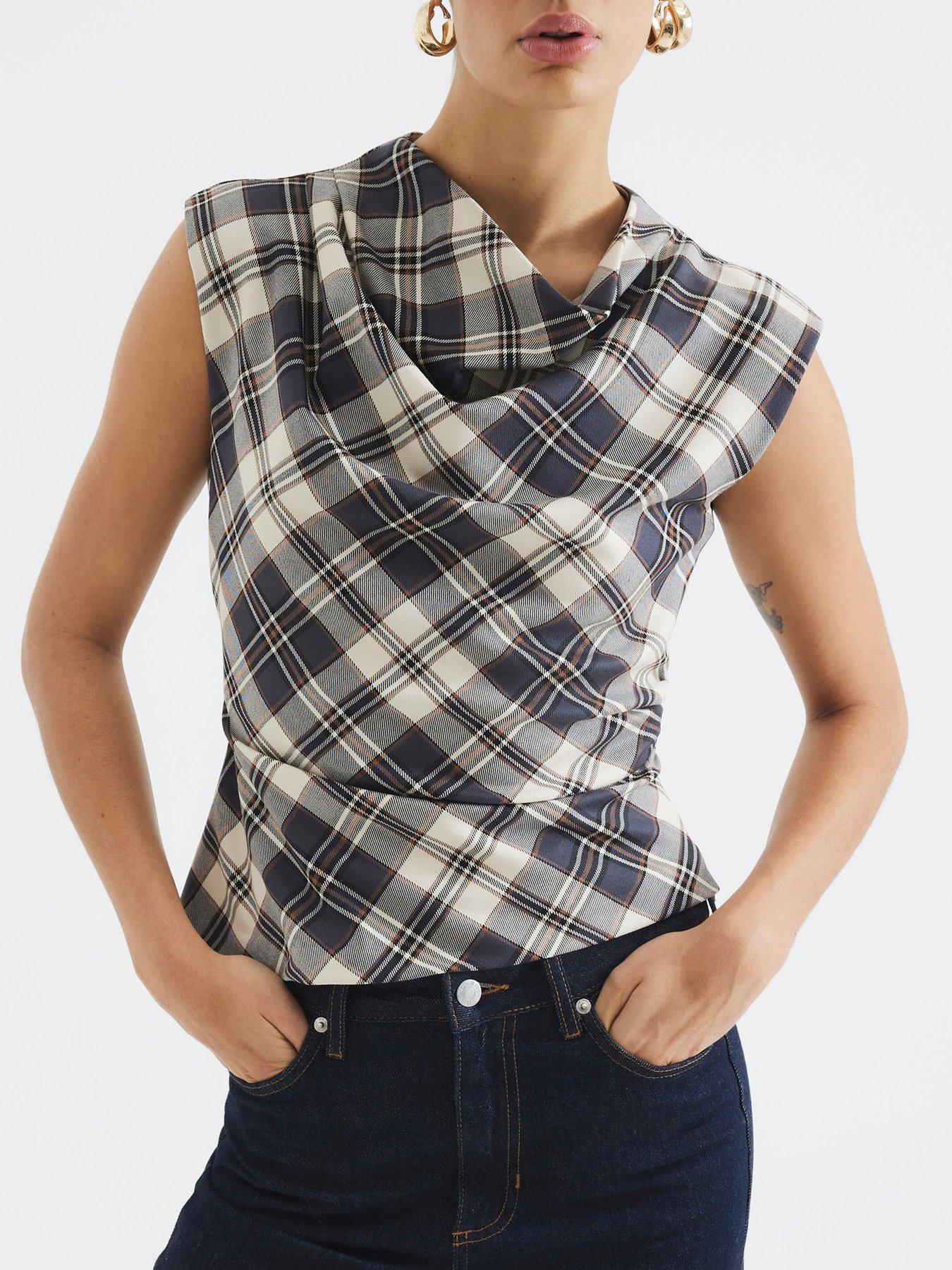Image 4 of 4 of River Island Drape Tailored Top - Brown