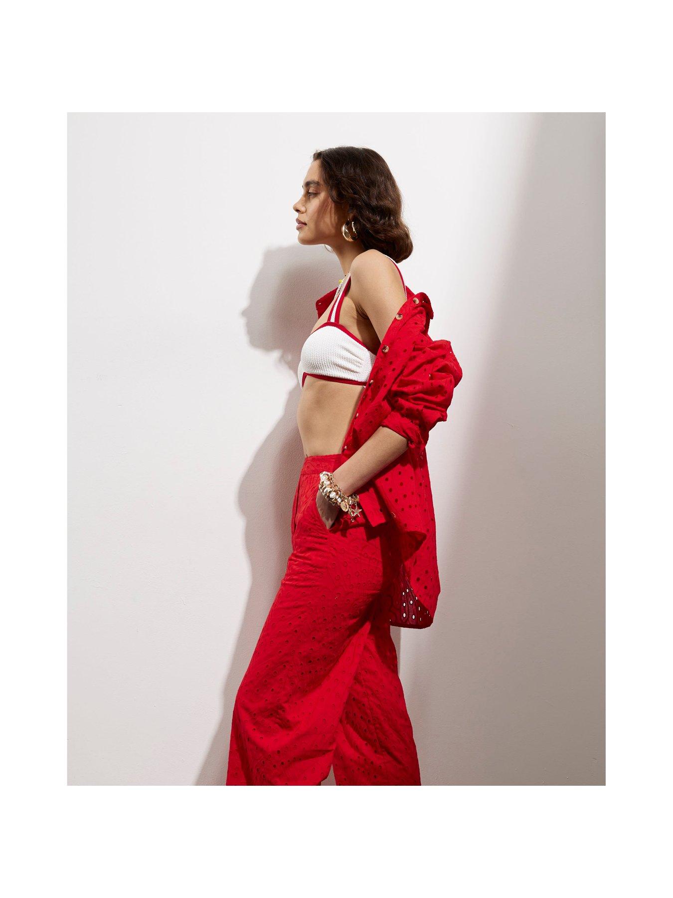 stillFront image of river-island-oversized-broderie-shirt-red