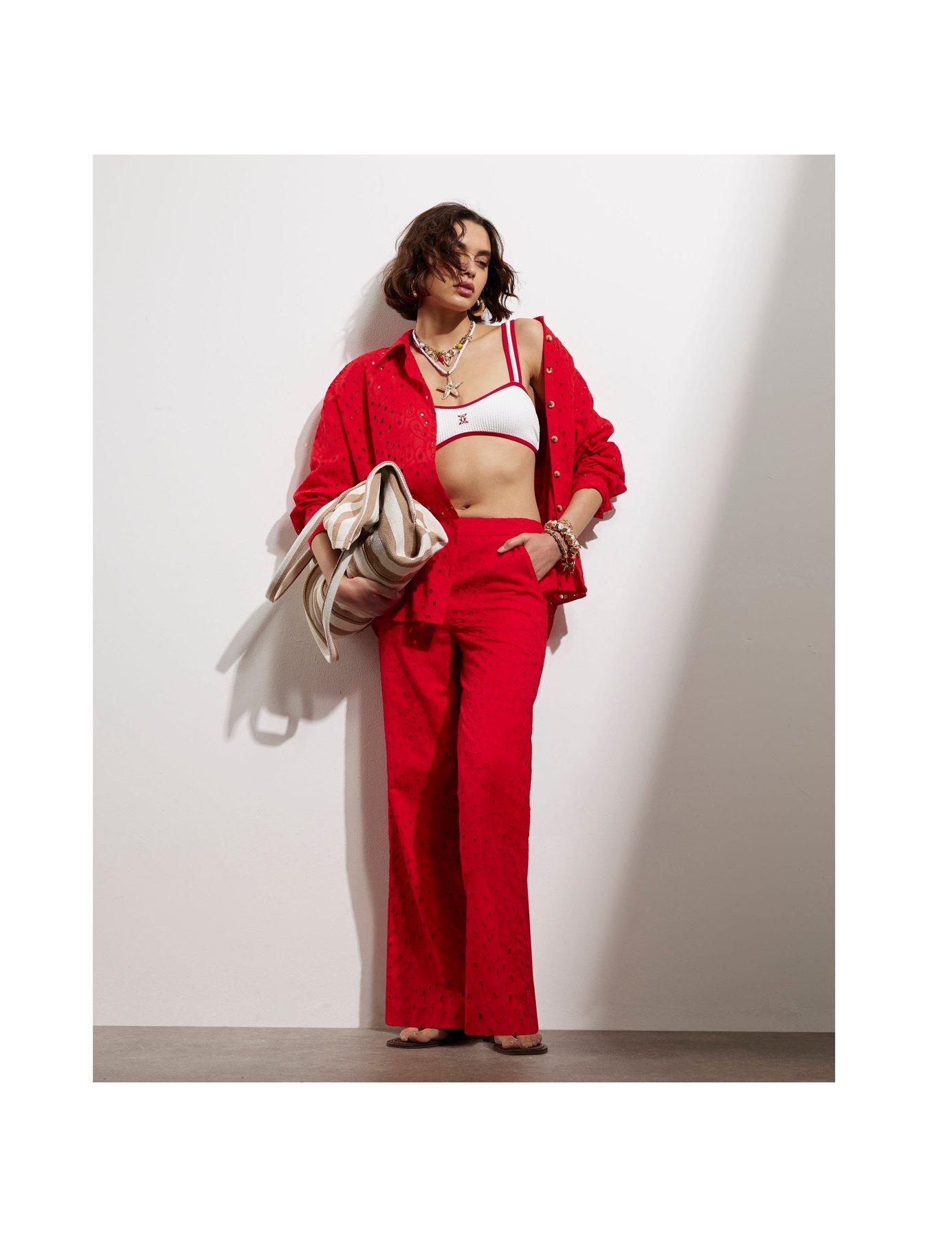  image of river-island-oversized-broderie-shirt-red