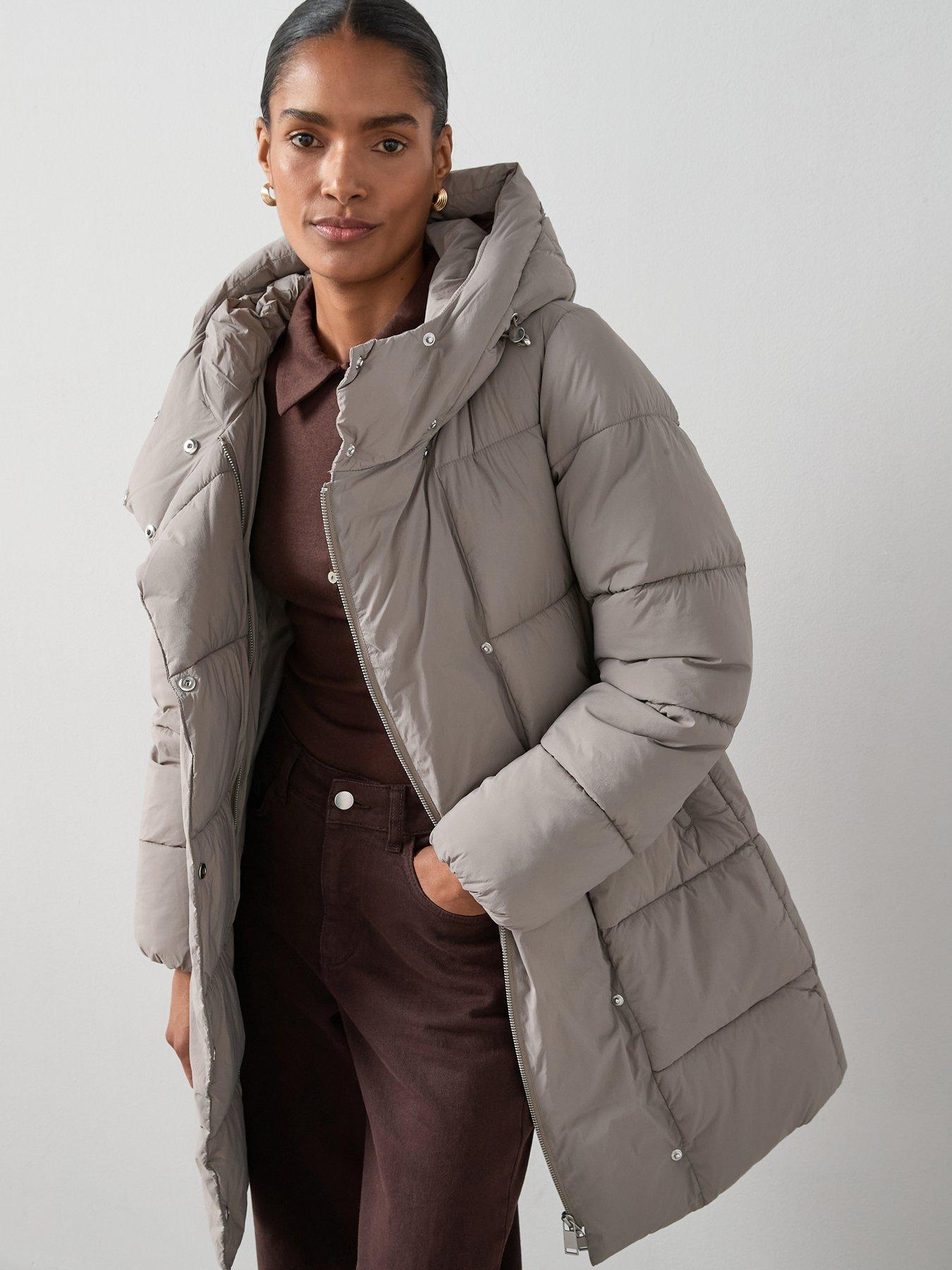 undefined Asymmetric Padded Coat - Mink