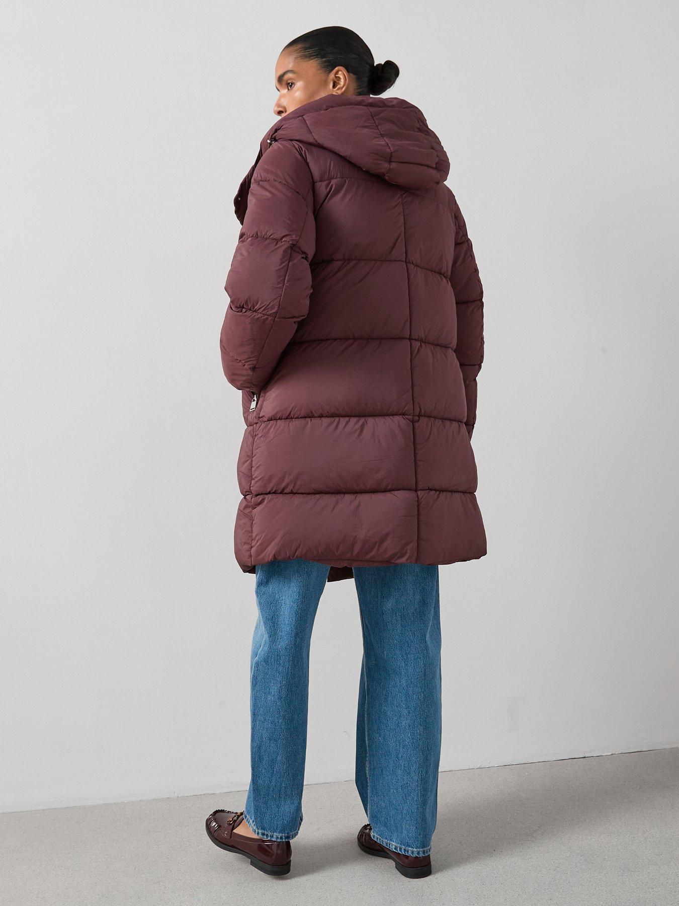 Image 2 of 6 of V by Very Asymmetric Padded Coat - Burgundy