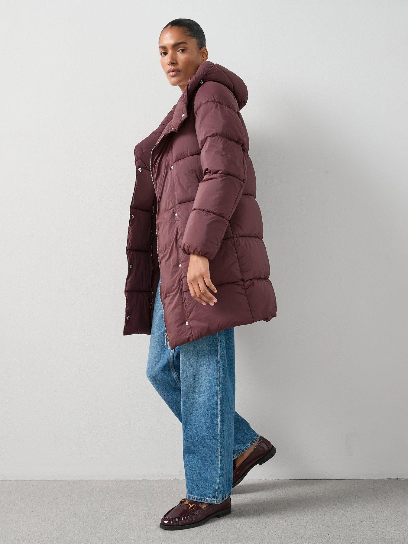 Image 3 of 6 of V by Very Asymmetric Padded Coat - Burgundy