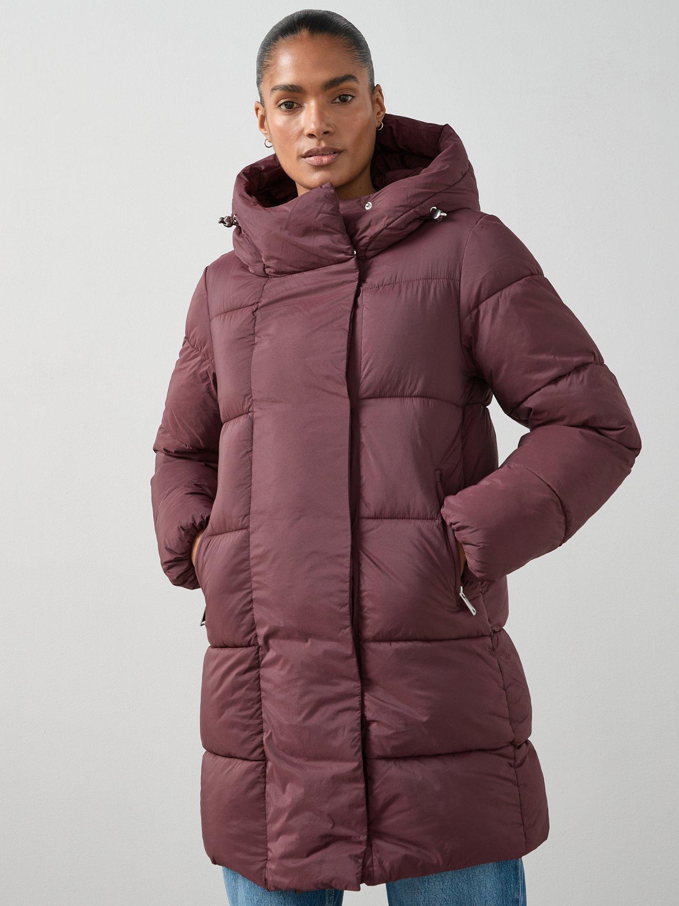 Image 5 of 6 of V by Very Asymmetric Padded Coat - Burgundy