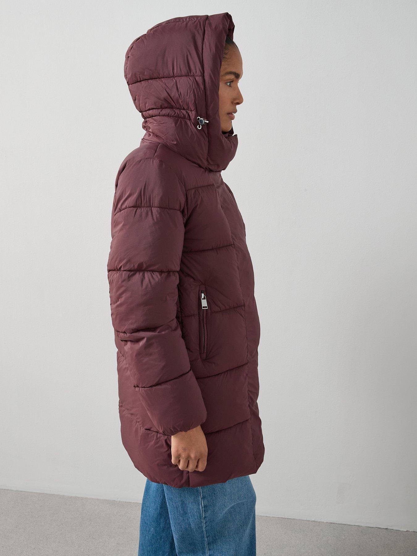 Image 6 of 6 of V by Very Asymmetric Padded Coat - Burgundy