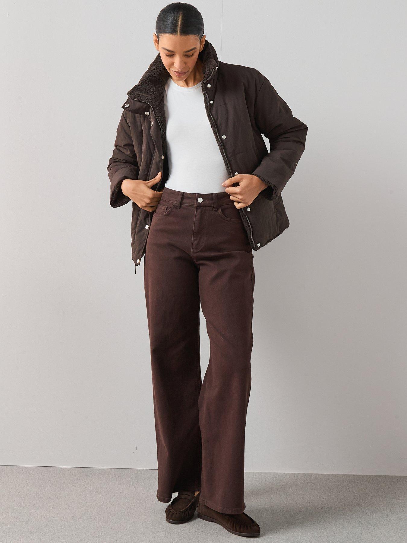 Image 3 of 6 of The Very Collection Reversible Quilted Jacket With Borg Collar - Brown