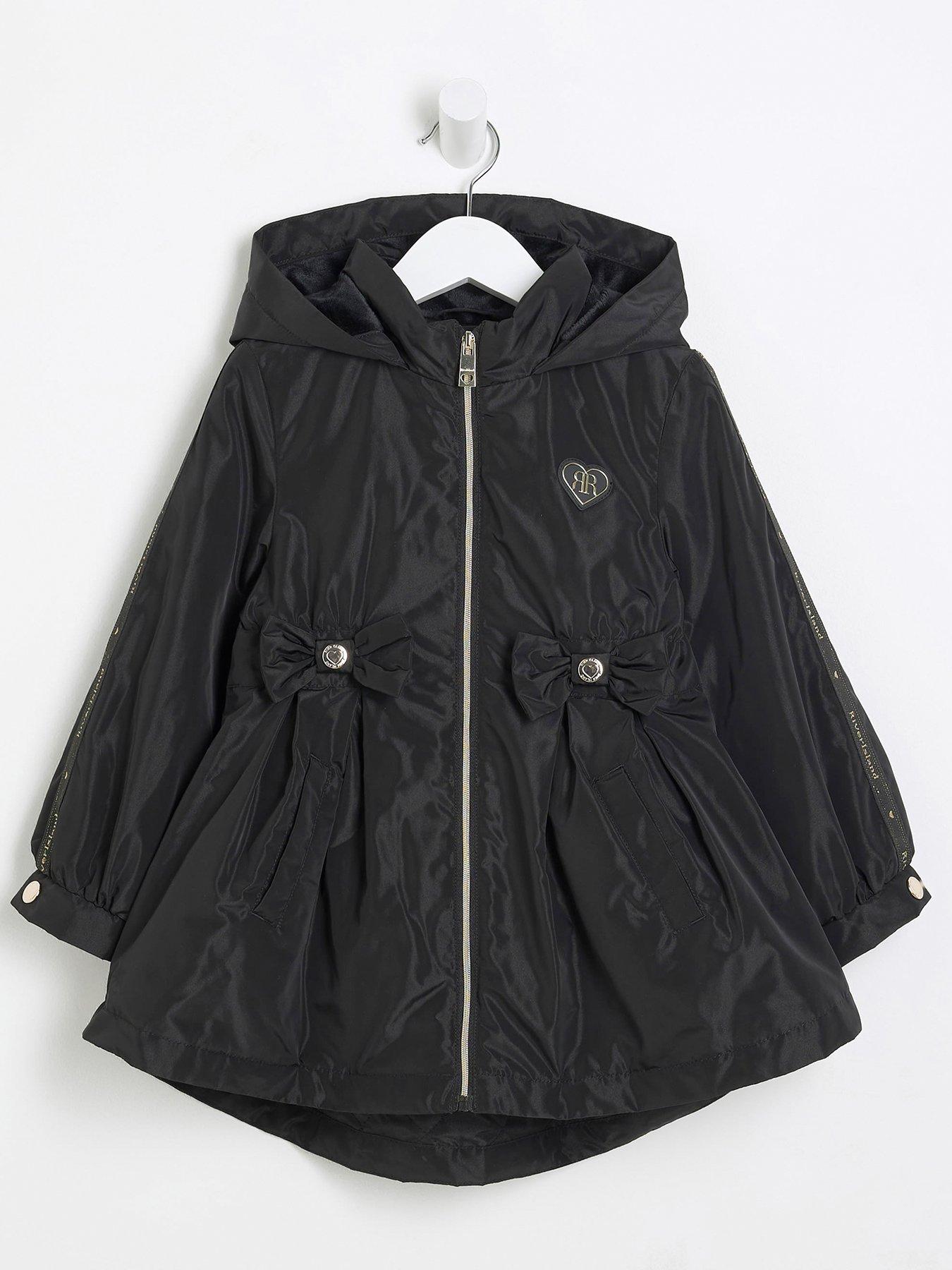 river-island-mini-mini-girls-cinched-waist-frill-raincoat-black