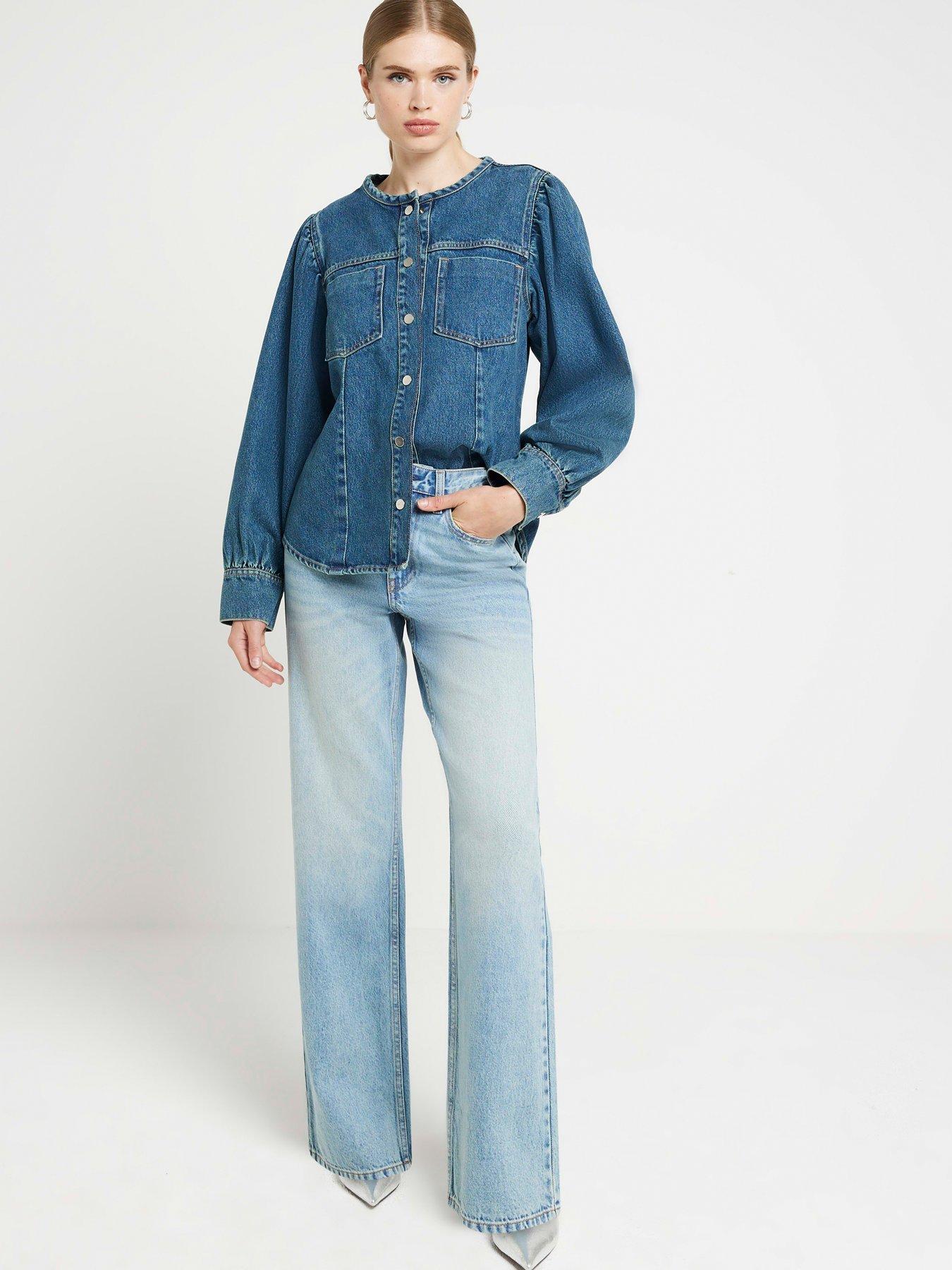 River Island Relaxed Straight Leg Jean - Blue