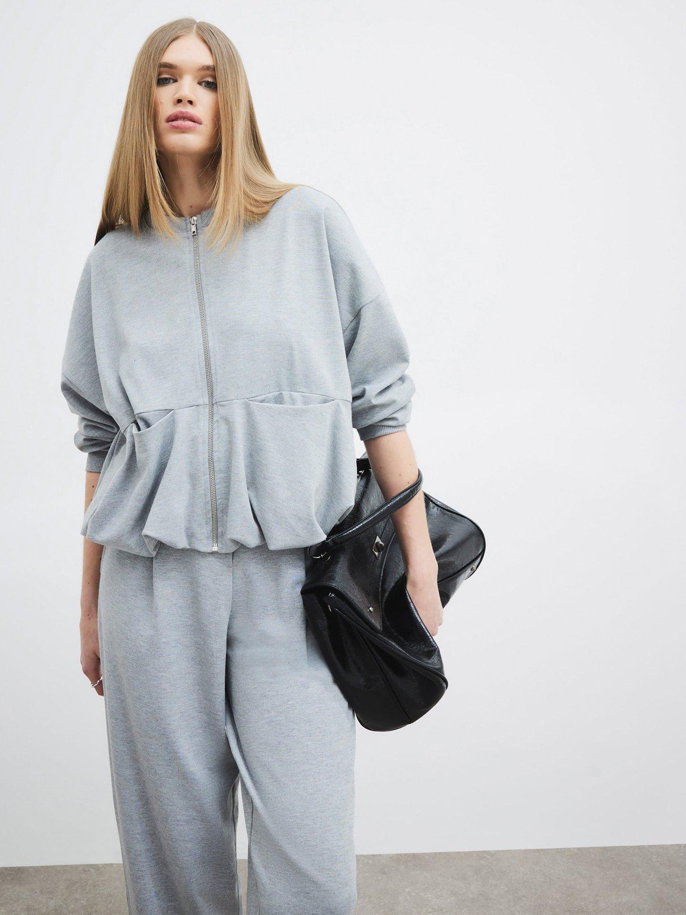  image of river-island-bubble-hem-bomber-jacket-grey