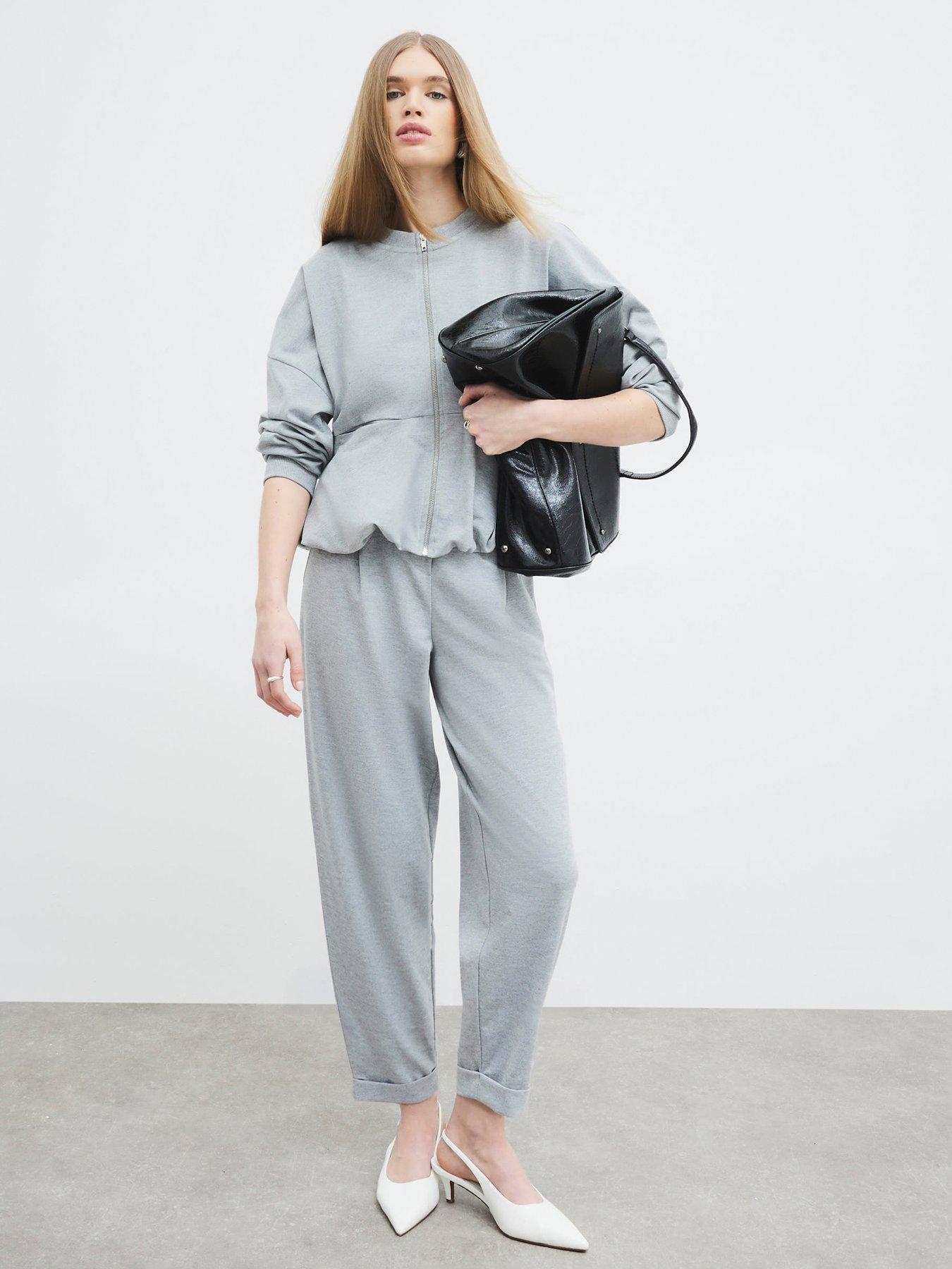  image of river-island-bubble-hem-bomber-jacket-grey
