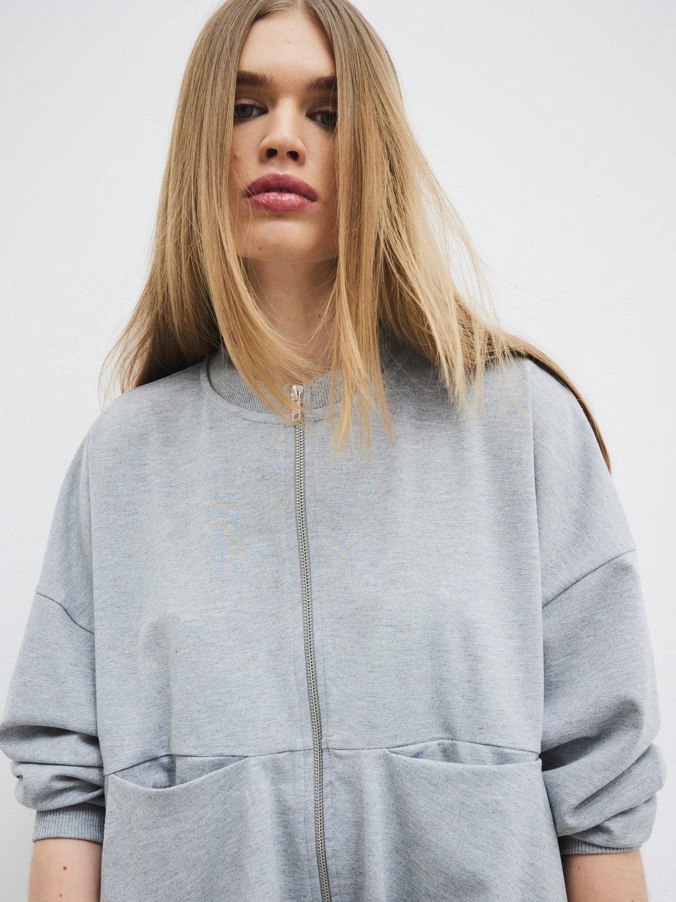  image of river-island-bubble-hem-bomber-jacket-grey