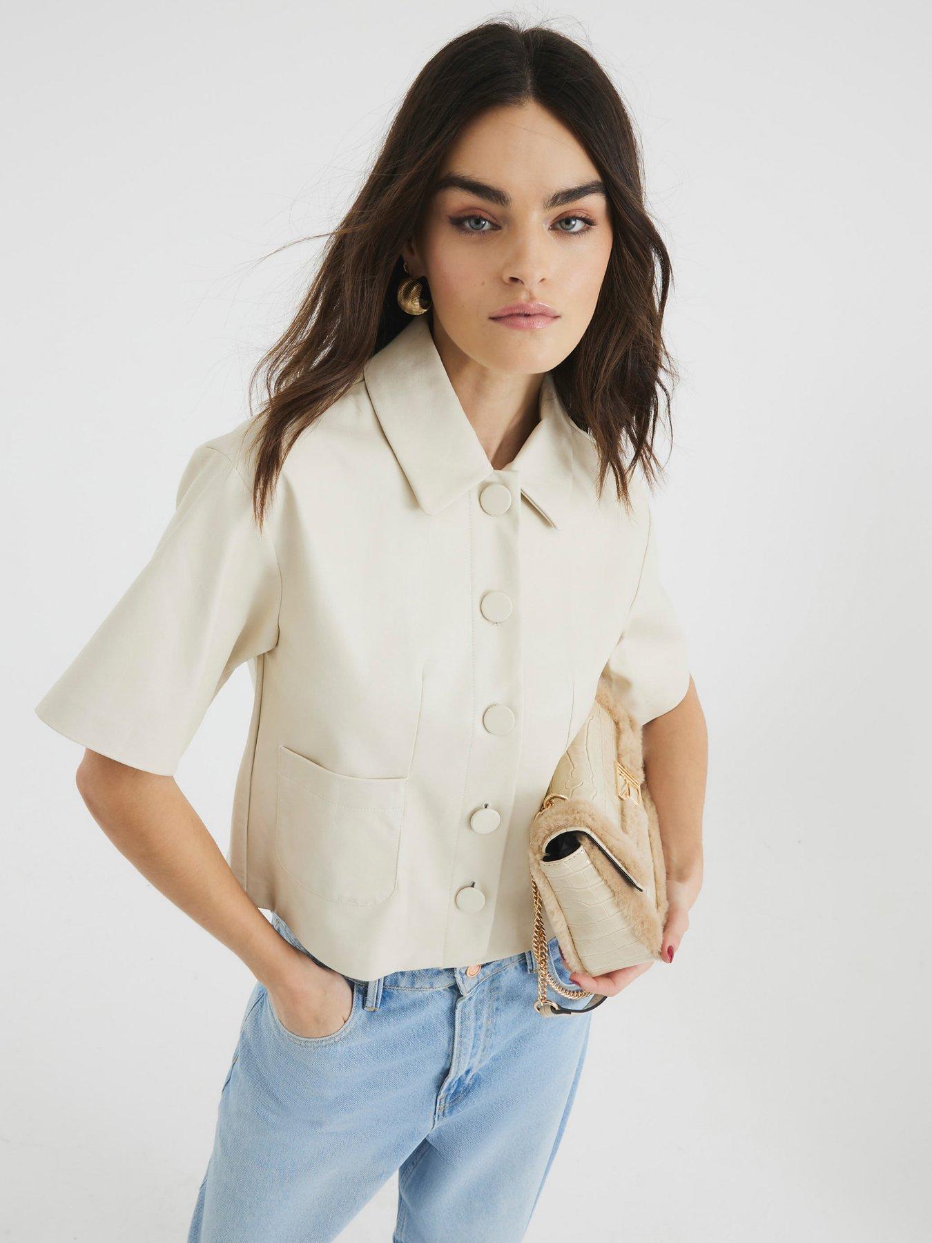river-island-pu-short-sleeve-shirt-cream