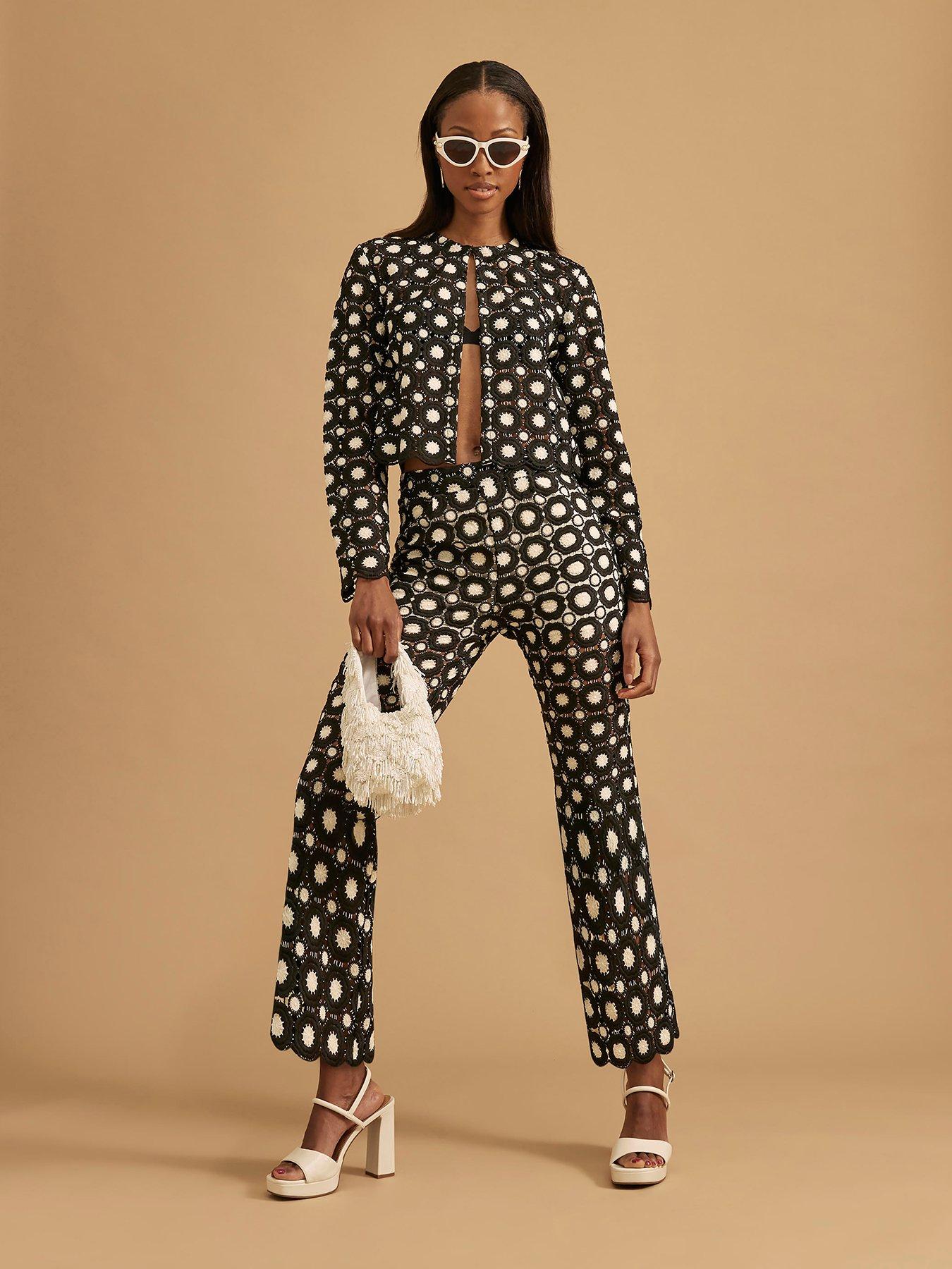 River Island Crochet Flare Trousers - Black