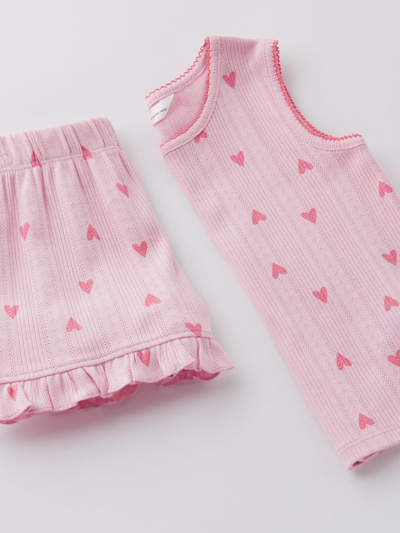 Mini V by Very Girls Pointelle Short Pyjama Set - Pink | Littlewoods
