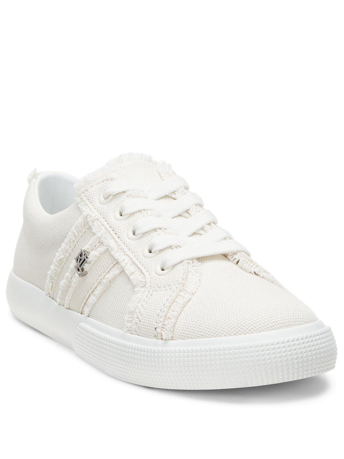 stillFront image of lauren-by-ralph-lauren-janson-frayed-canvas-trainer-white