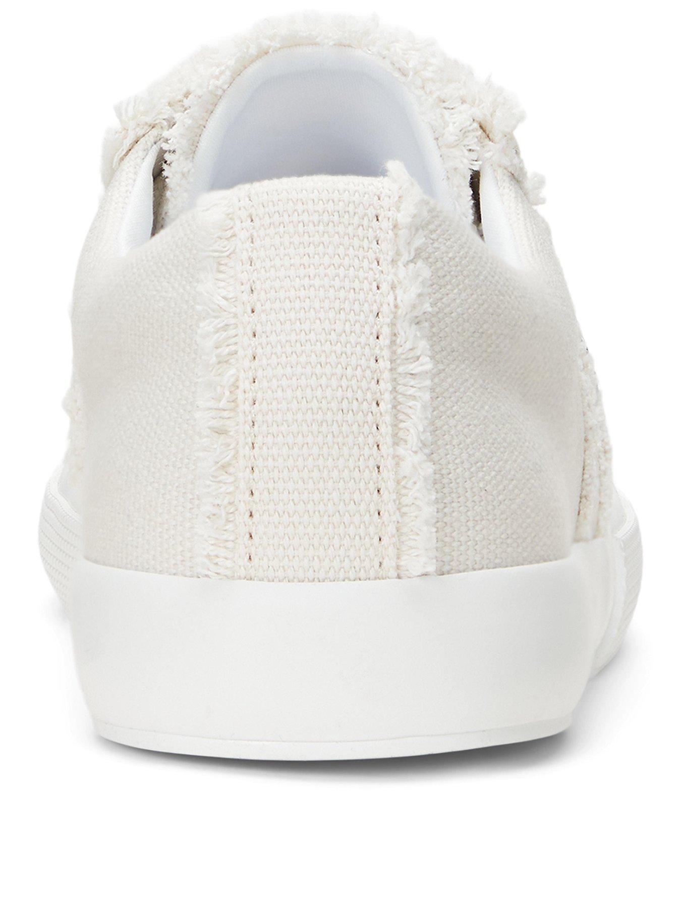  image of lauren-by-ralph-lauren-janson-frayed-canvas-trainer-white