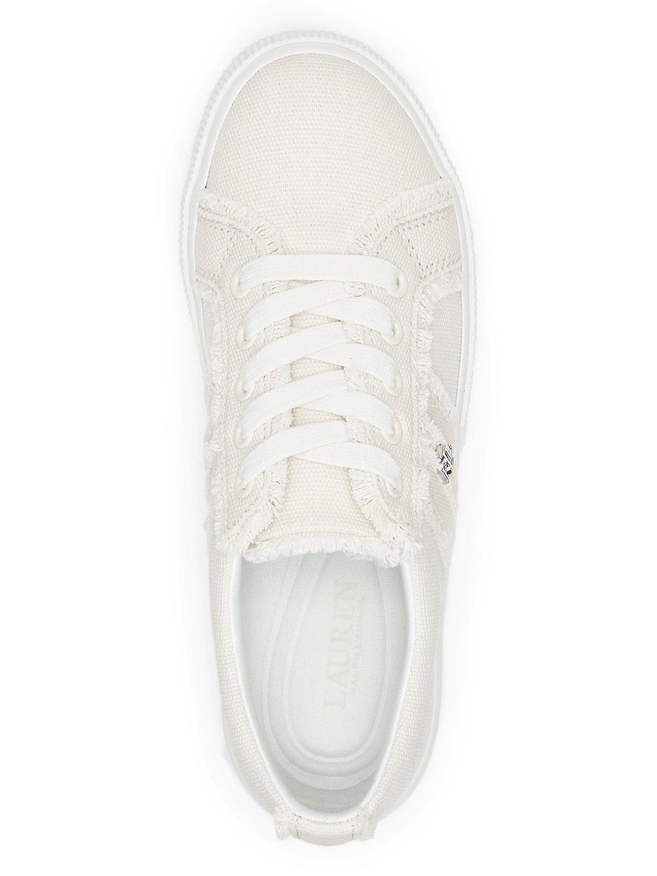 image of lauren-by-ralph-lauren-janson-frayed-canvas-trainer-white