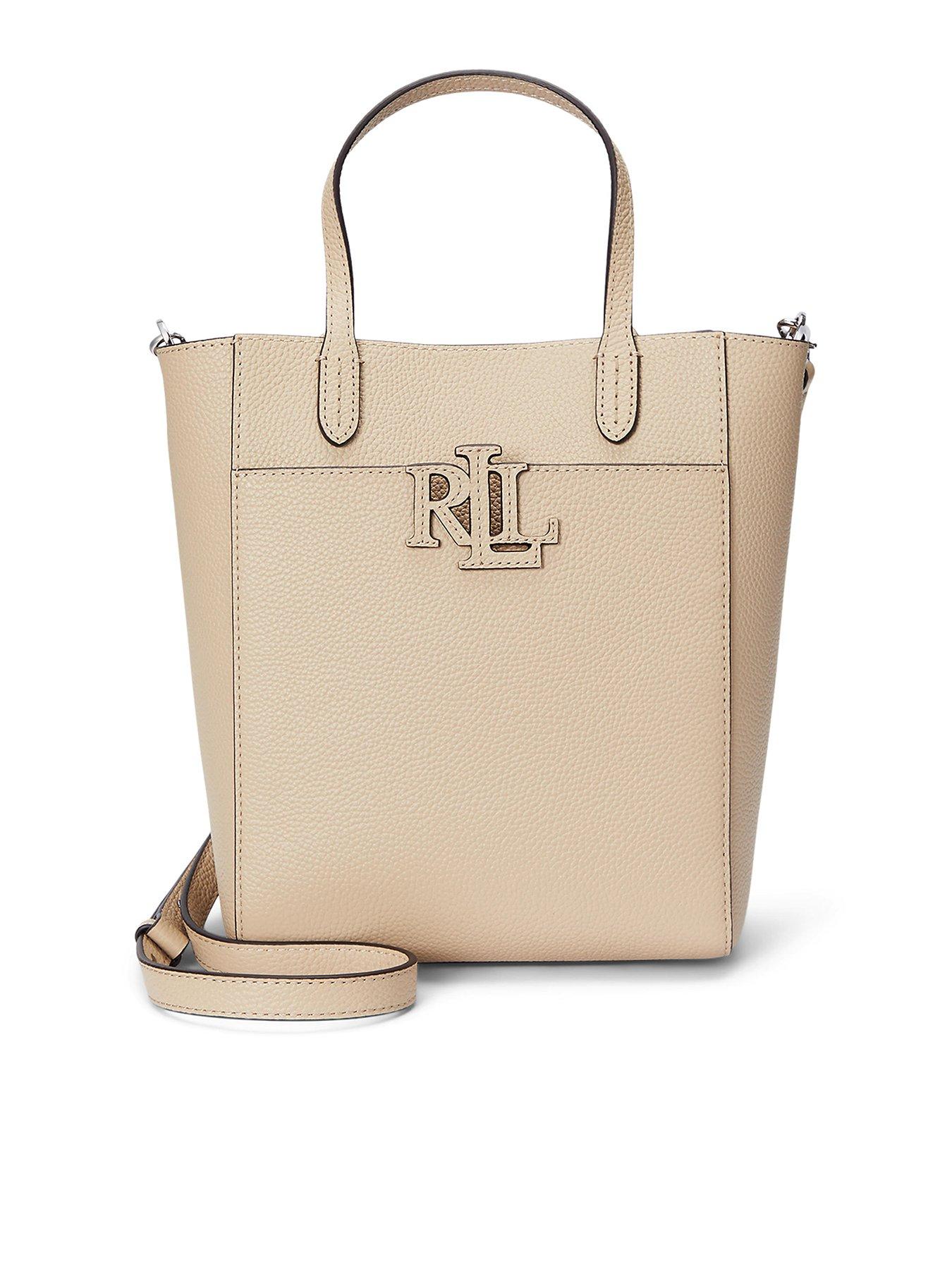 Image 1 of 5 of Lauren by Ralph Lauren Cameryn Small Leather Embossed Tote - Cream