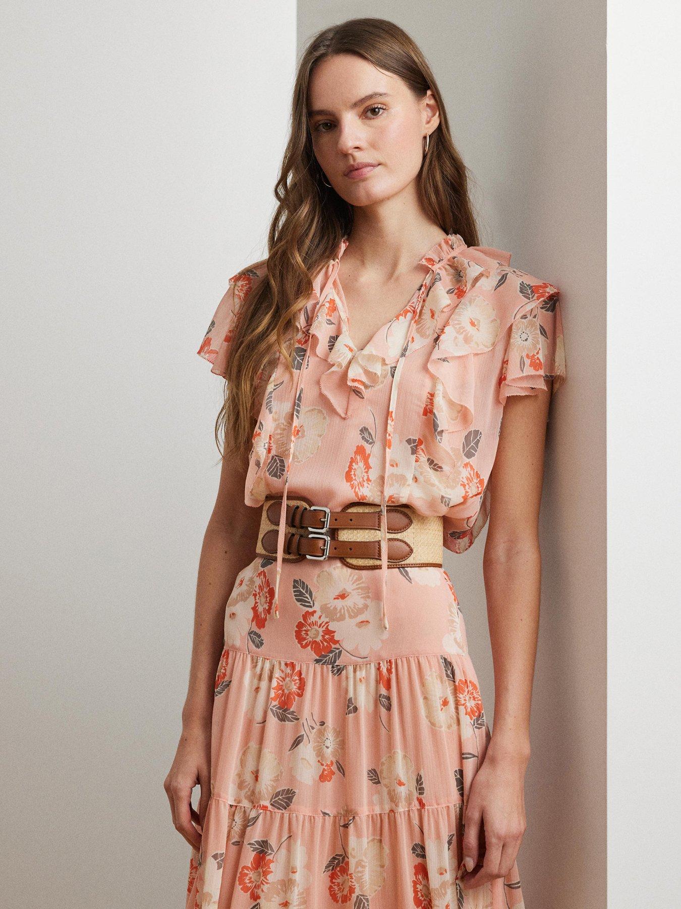  image of lauren-by-ralph-lauren-rulmay-short-sleeve-floral-blouse-pink