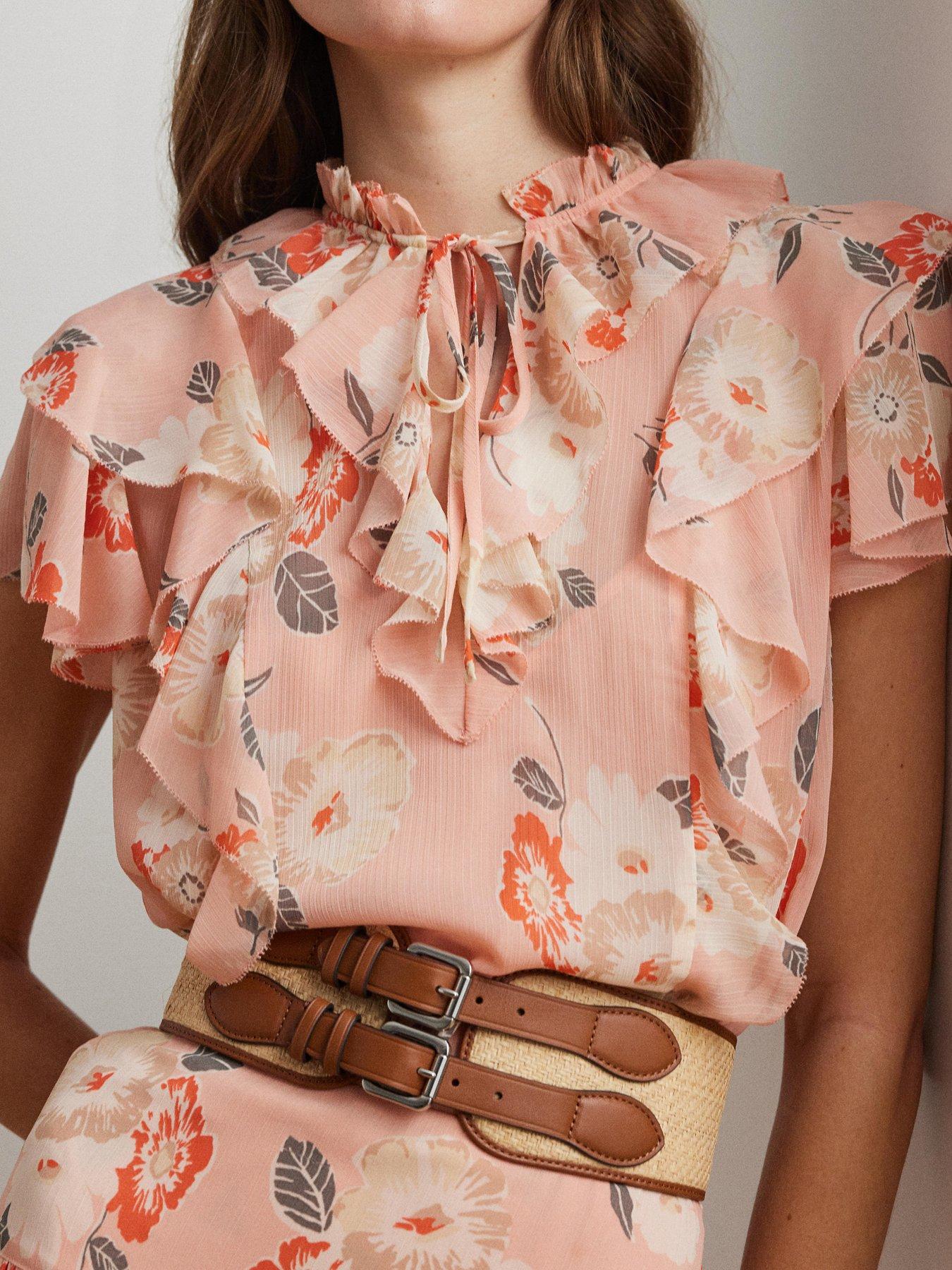  image of lauren-by-ralph-lauren-rulmay-short-sleeve-floral-blouse-pink