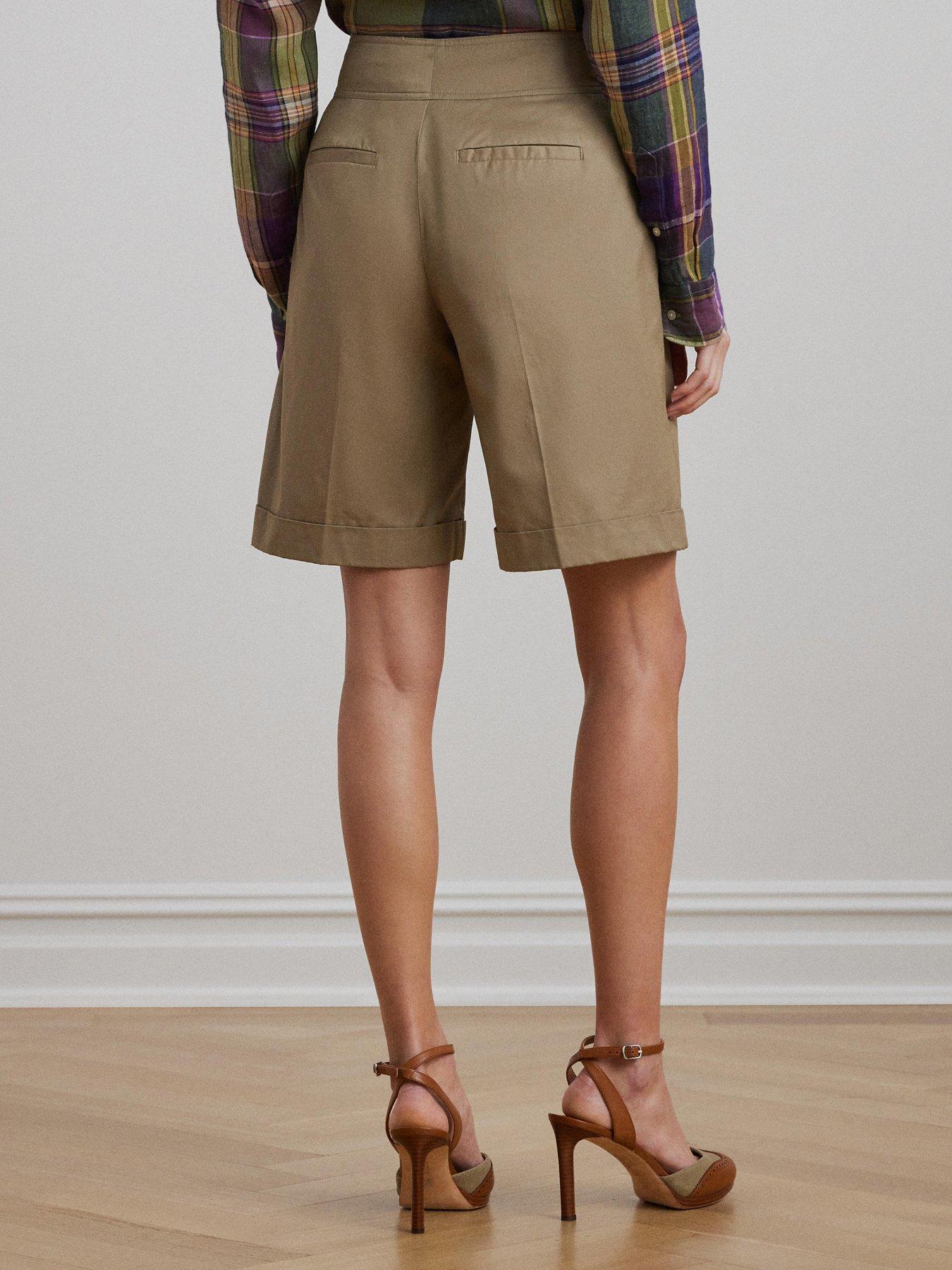  image of lauren-by-ralph-lauren-gavrell-pleated-shorts-beige