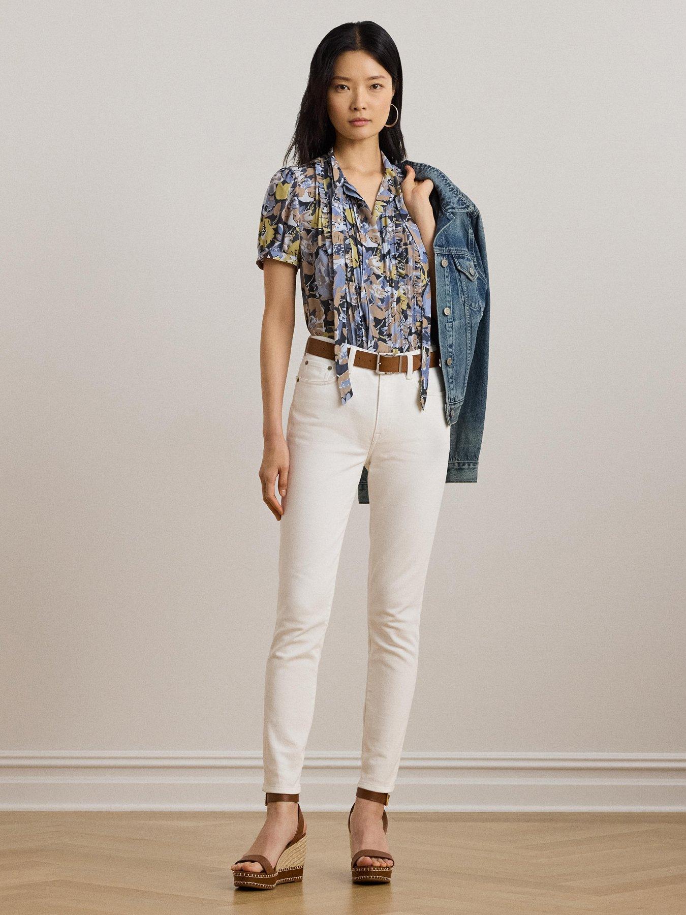  image of lauren-by-ralph-lauren-jalfred-short-sleeve-button-front-shirt-blue