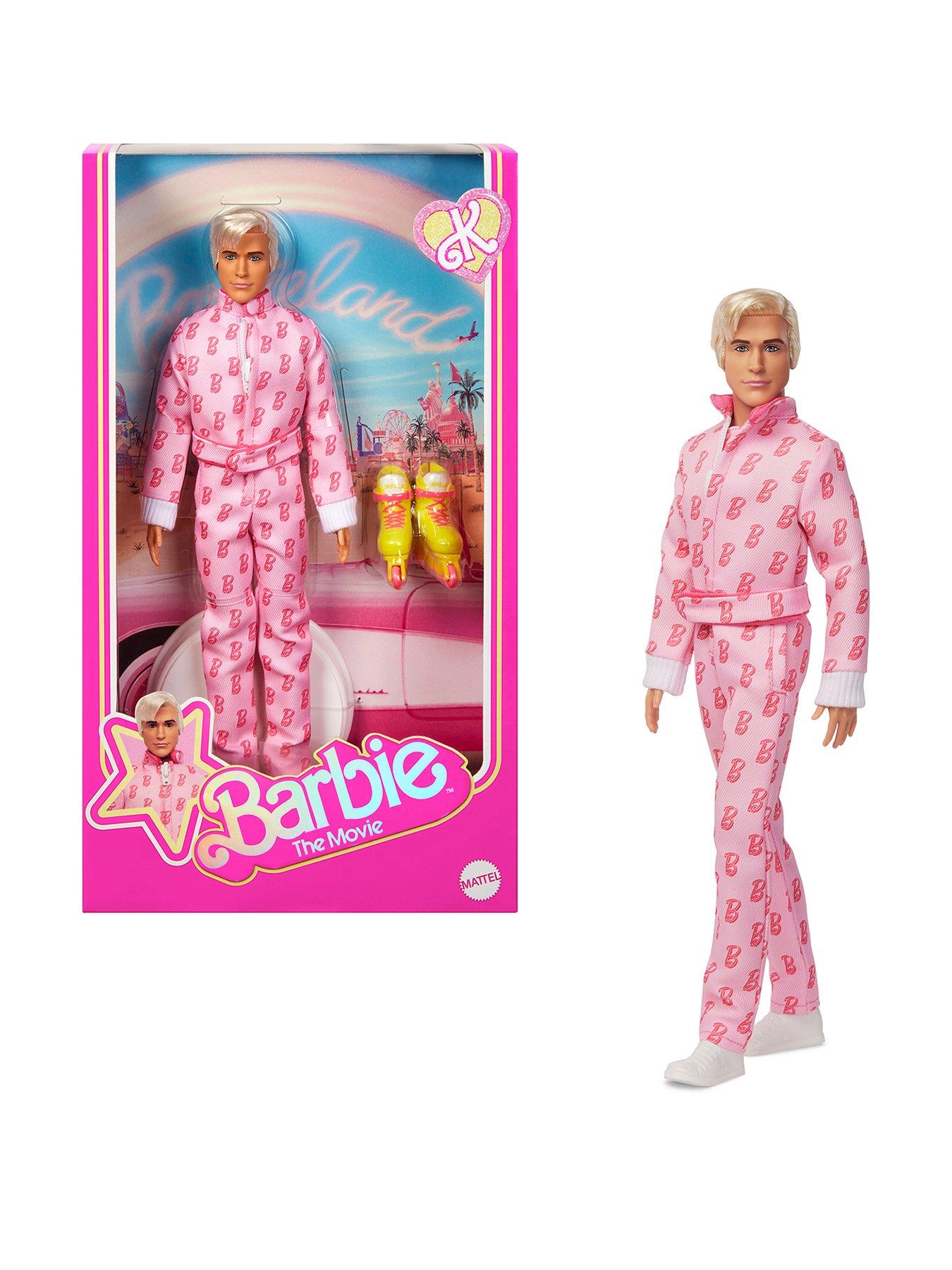 Barbie The Movie Ken Collectible Doll, Ryan Gosling as Ken Wearing Pink Jumpsuit with “B” Detail