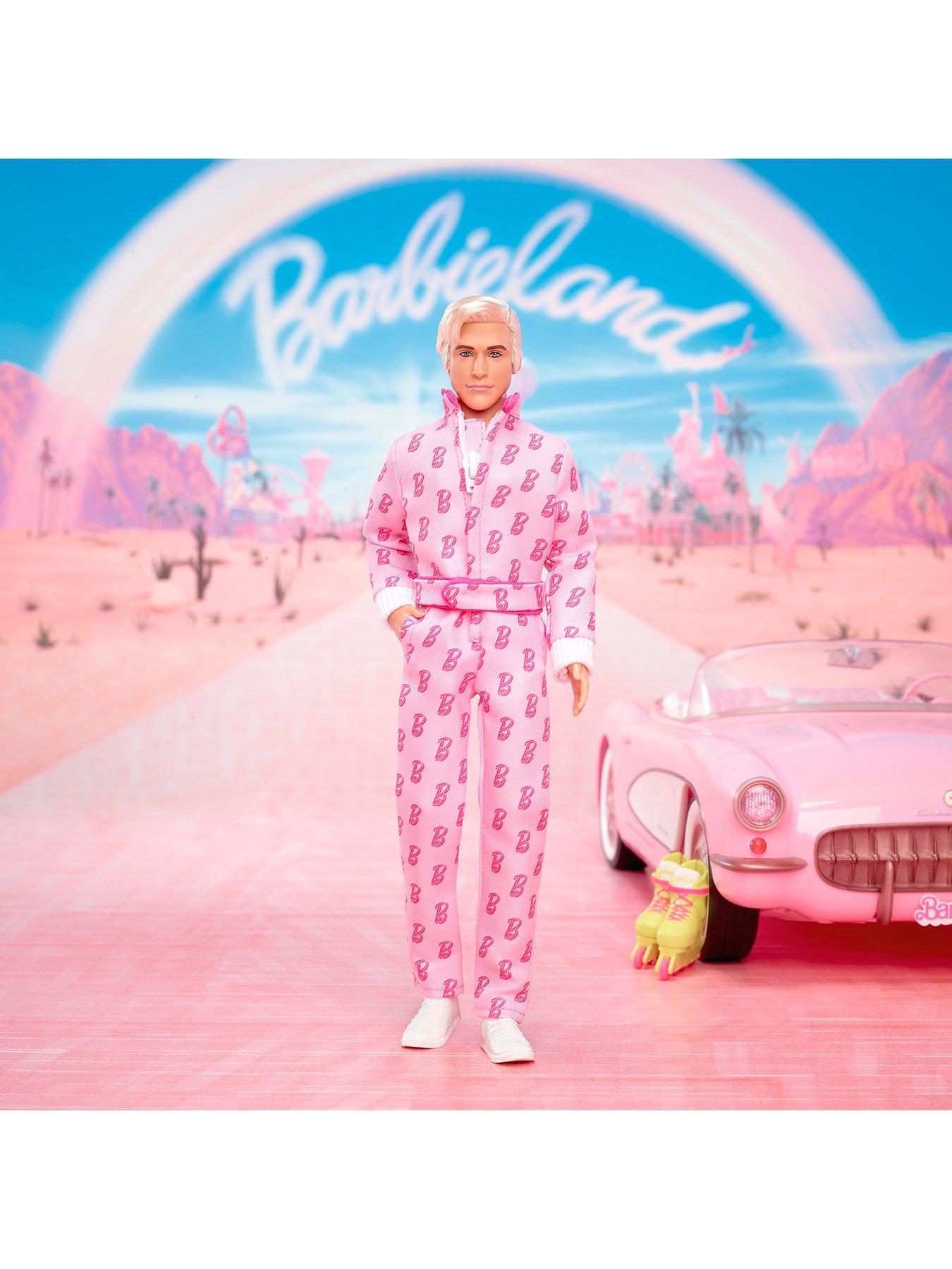 Image 2 of 8 of Barbie The Movie Ken Collectible Doll, Ryan Gosling as Ken Wearing Pink Jumpsuit with &ldquo;B&rdquo; Detail