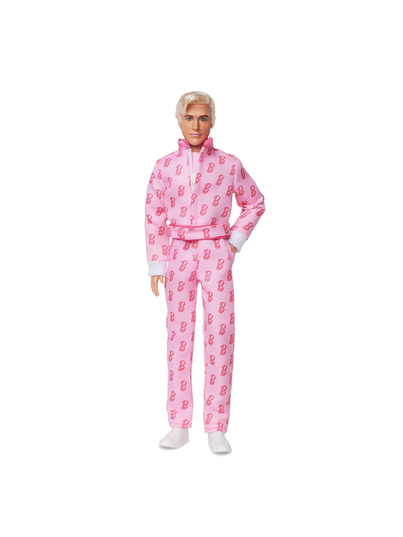 Image 7 of 8 of Barbie The Movie Ken Collectible Doll, Ryan Gosling as Ken Wearing Pink Jumpsuit with &ldquo;B&rdquo; Detail