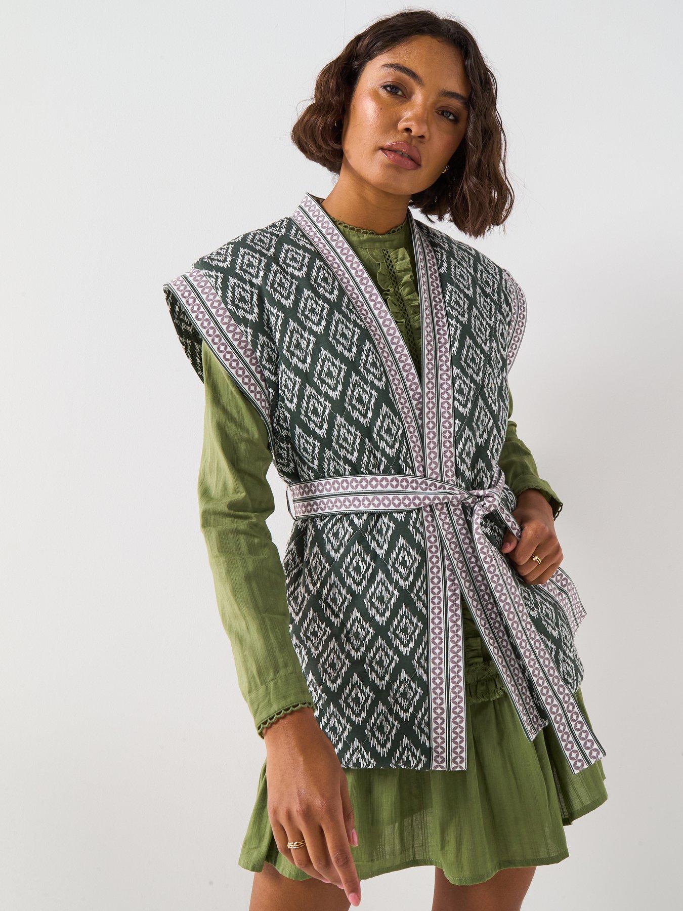 V by Very Printed Wrap Gillet - Green
