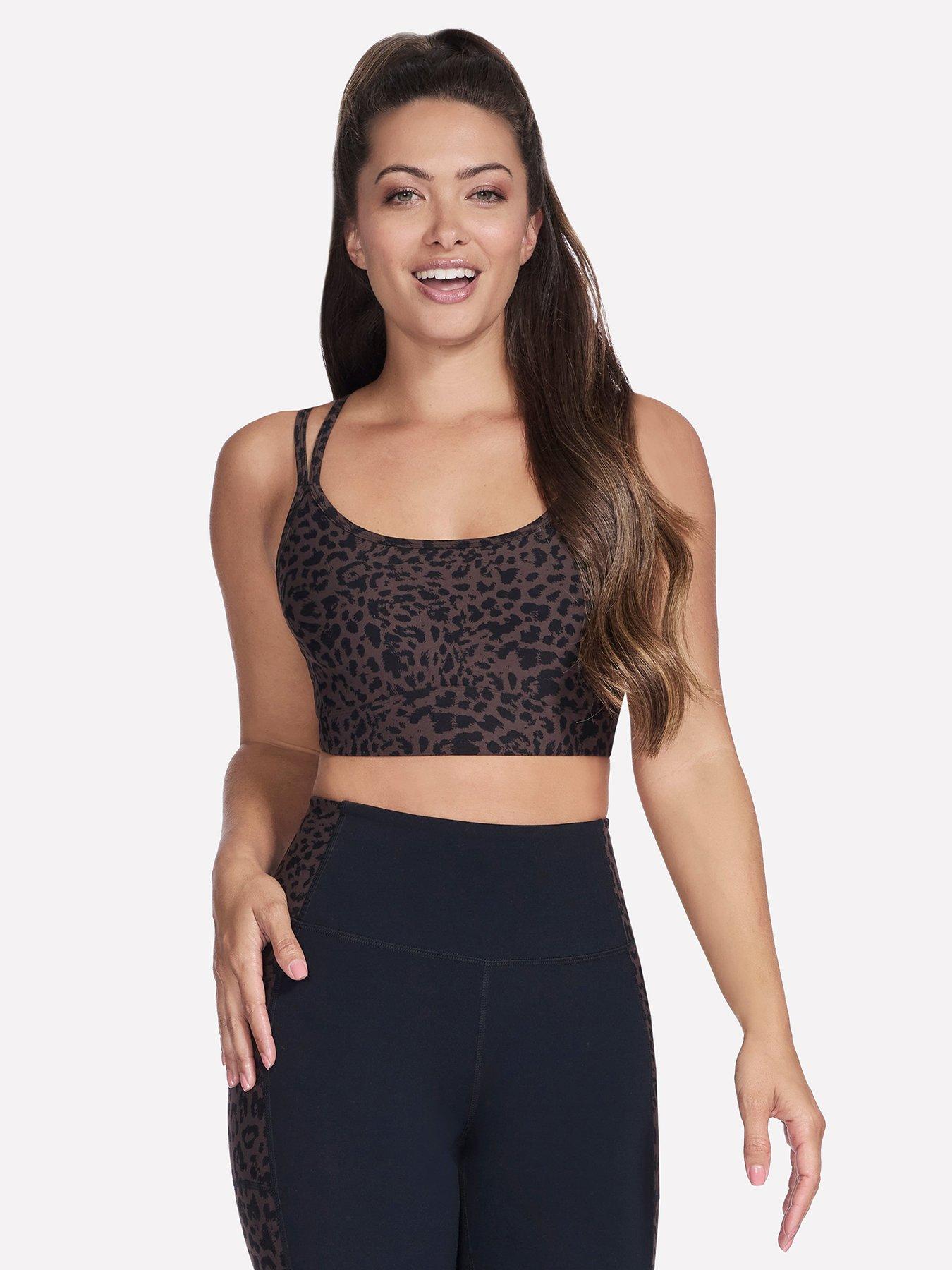  image of skechers-go-walk-print-sports-bra-leopard