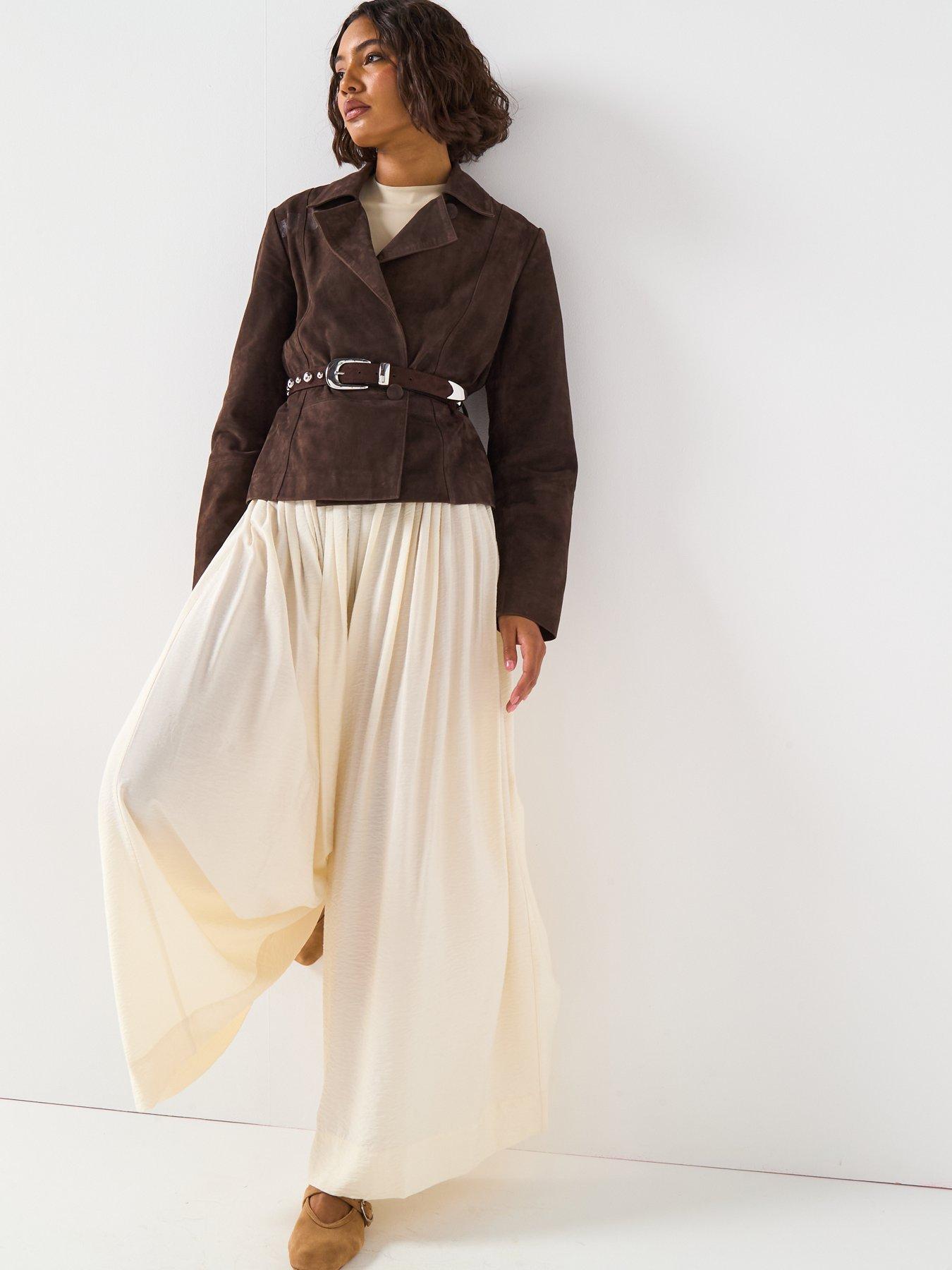  image of v-by-very-pleated-extreme-trousers-cream