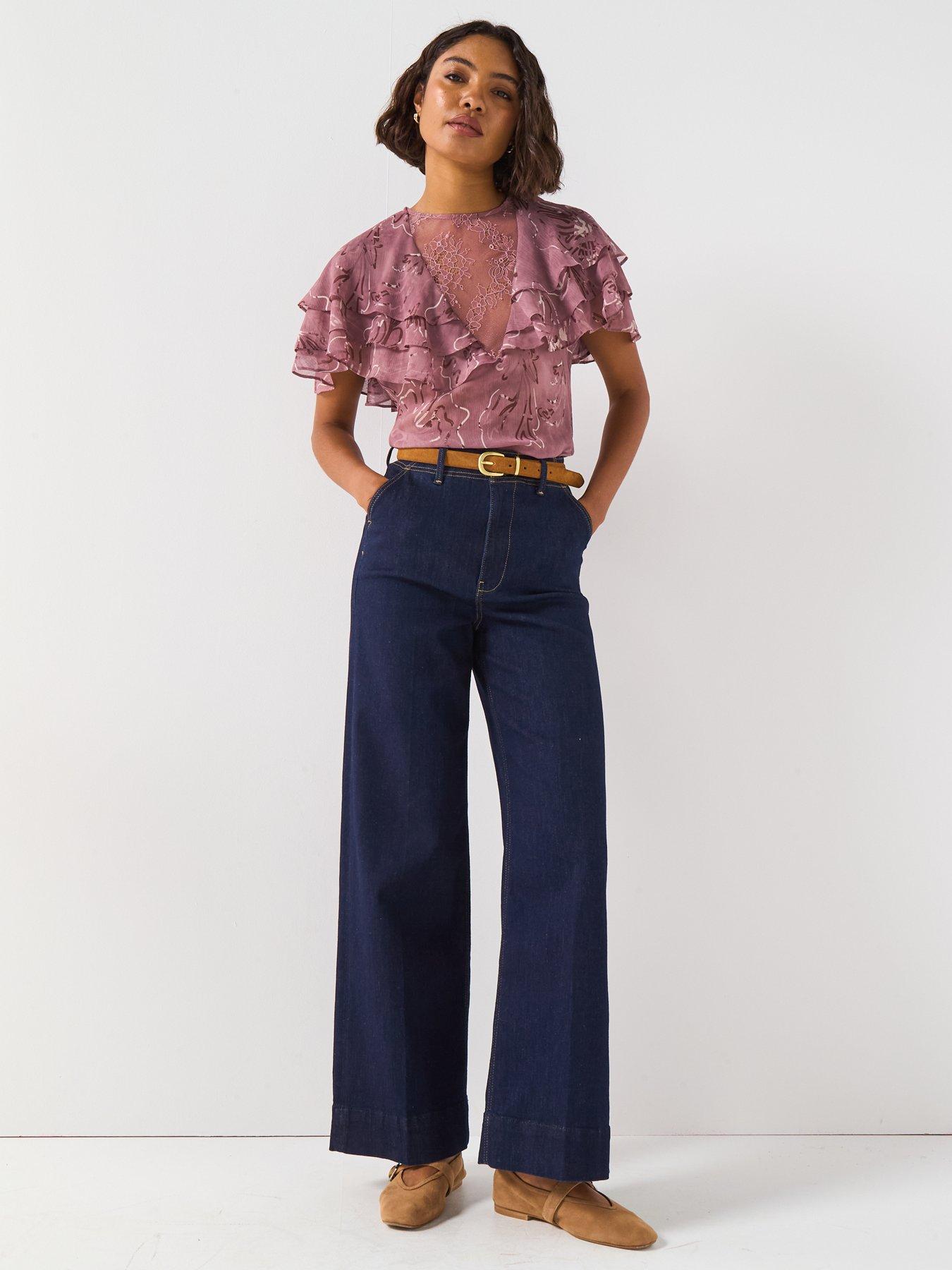  image of v-by-very-lace-insert-cape-frill-blousenbsp--pink