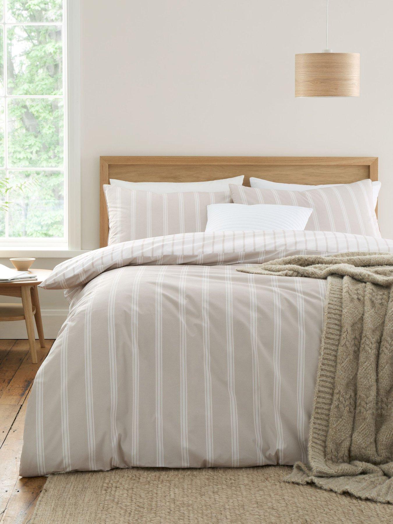 undefined Ashford 100% Cotton Stripe Natural Duvet Set