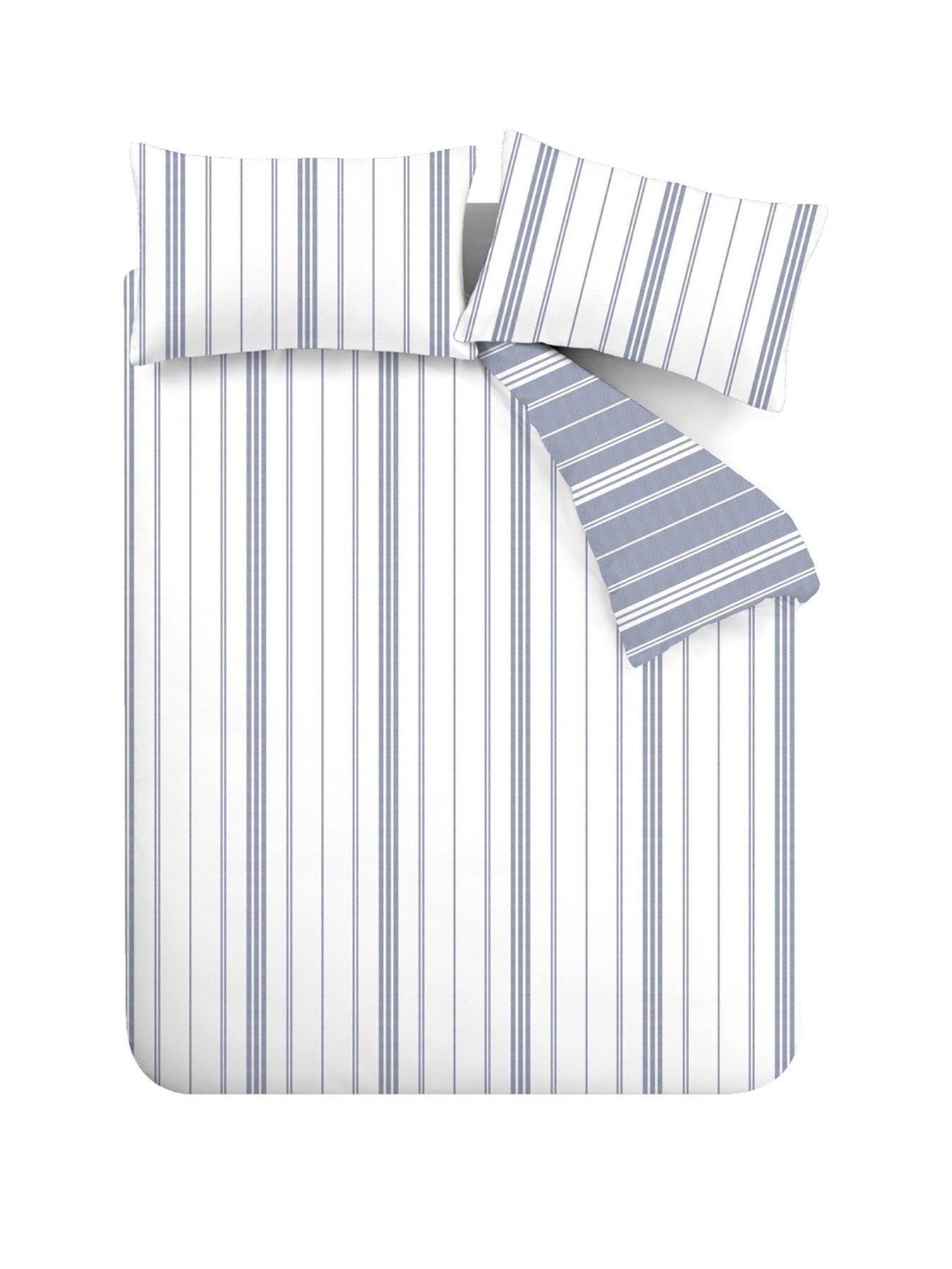  image of catherine-lansfield-harbour-stripe-duvet-cover-set