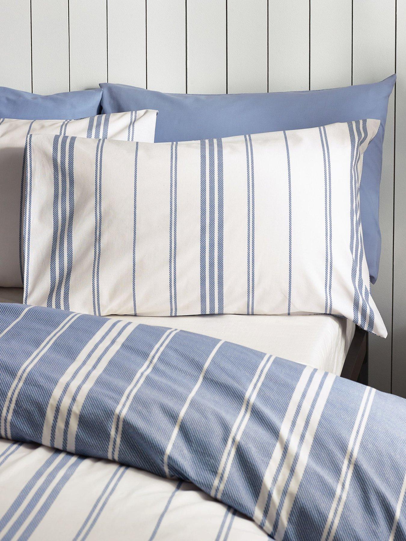  image of catherine-lansfield-harbour-stripe-duvet-cover-set