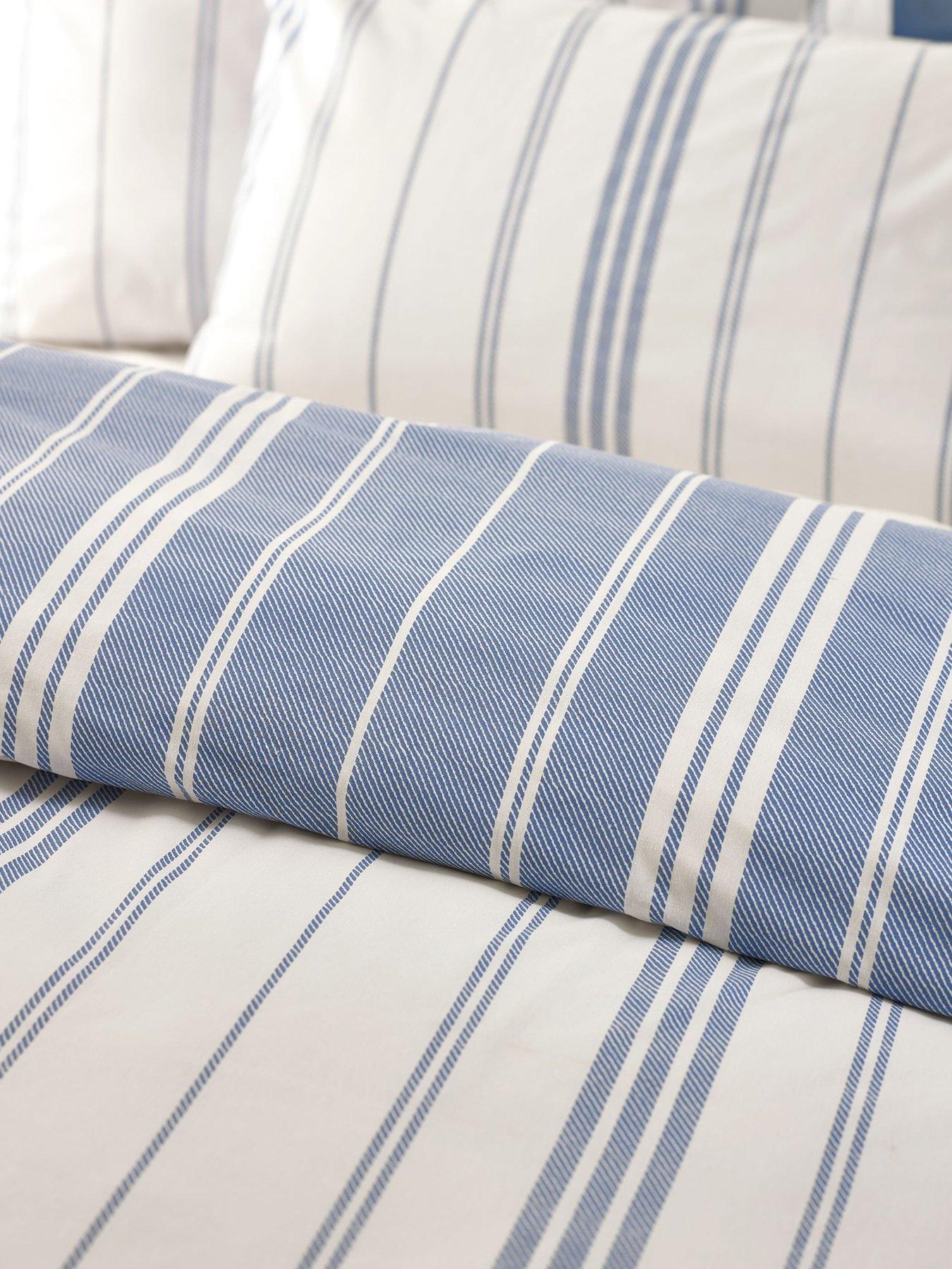 image of catherine-lansfield-harbour-stripe-duvet-cover-set