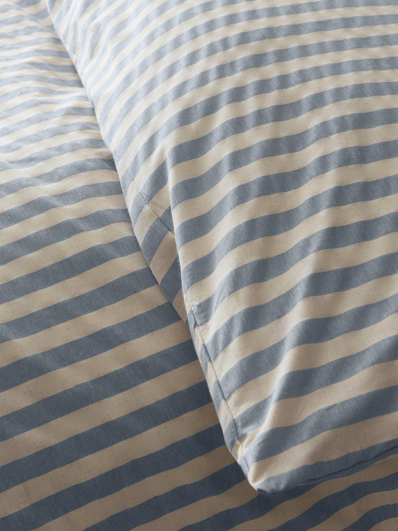  image of pineapple-elephant-zanzibar-yarn-dyed-stripe-duvet-set-blue
